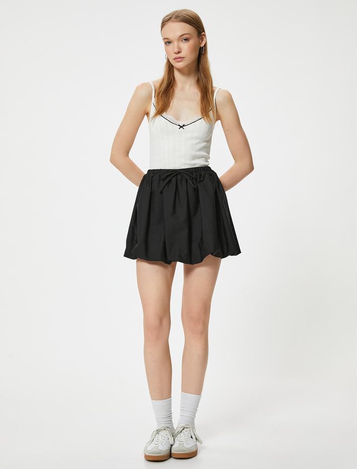  Askılı Atlet Fiyonk Detaylı V Yaka Slim Fit Dantelli