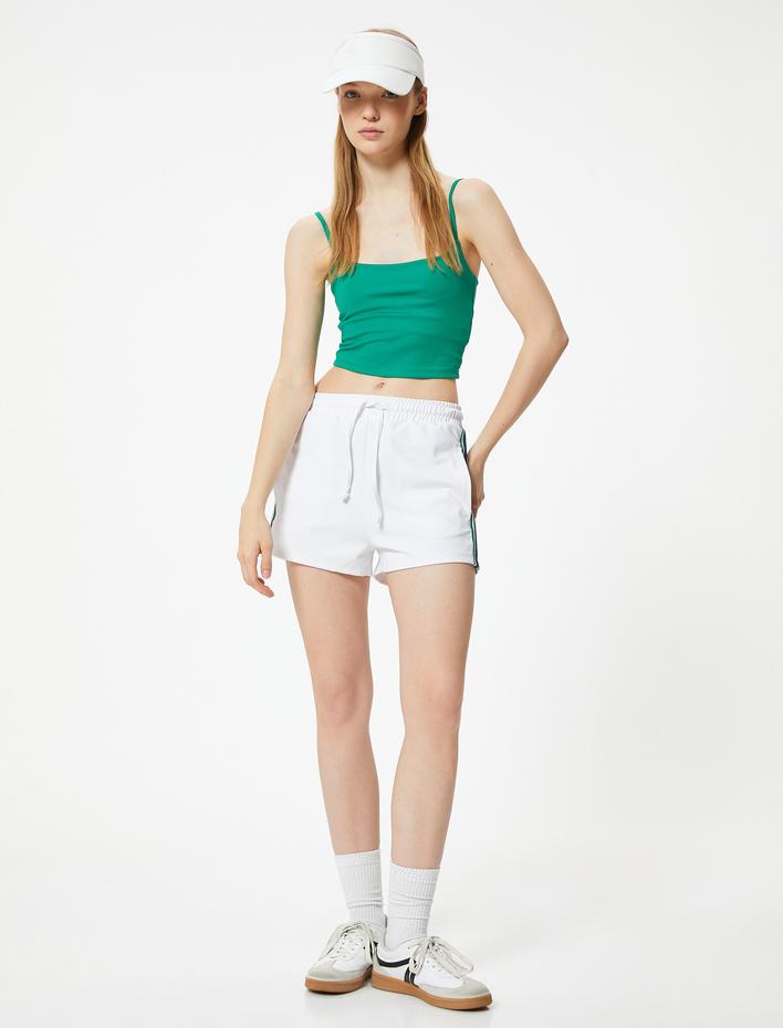  Crop Sporcu Atleti İnce Askılı Slim Fit