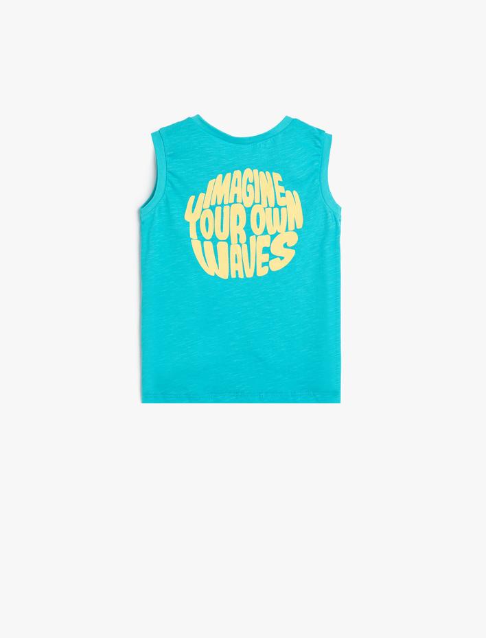 Erkek Bebek Atlet Kolsuz Bisiklet Yaka Palmiye Baskılı Pamuklu