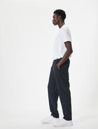 Beli Lastikli Pantolon Chino Dikiş Detaylı Cepli Etiket Baskılı