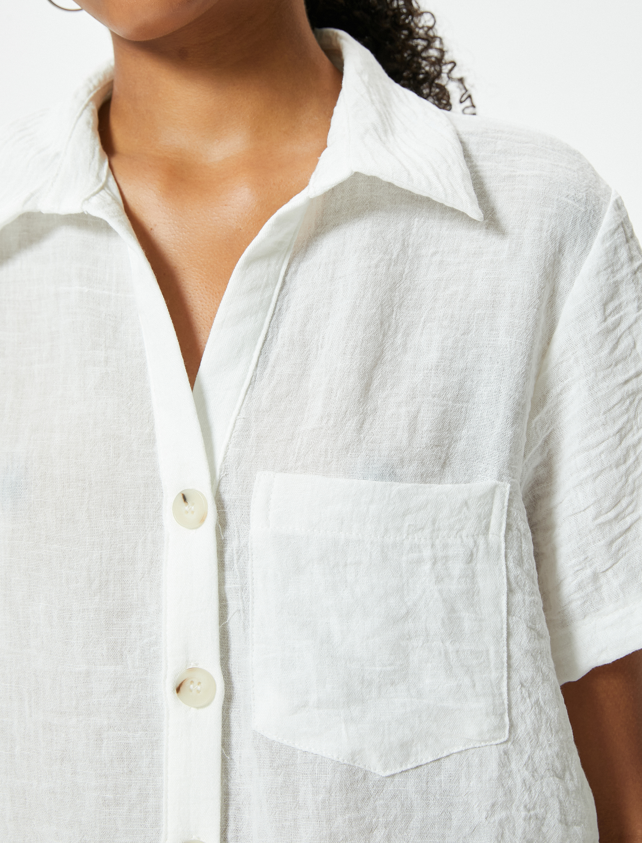   Crop Kısa Kollu Gömlek Rahat Kalıp