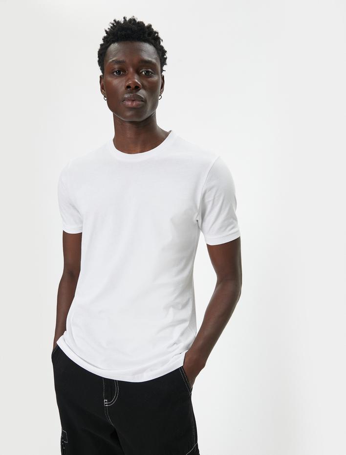  Basic Tişört Slim Fit Kısa Kollu Bisiklet Yaka