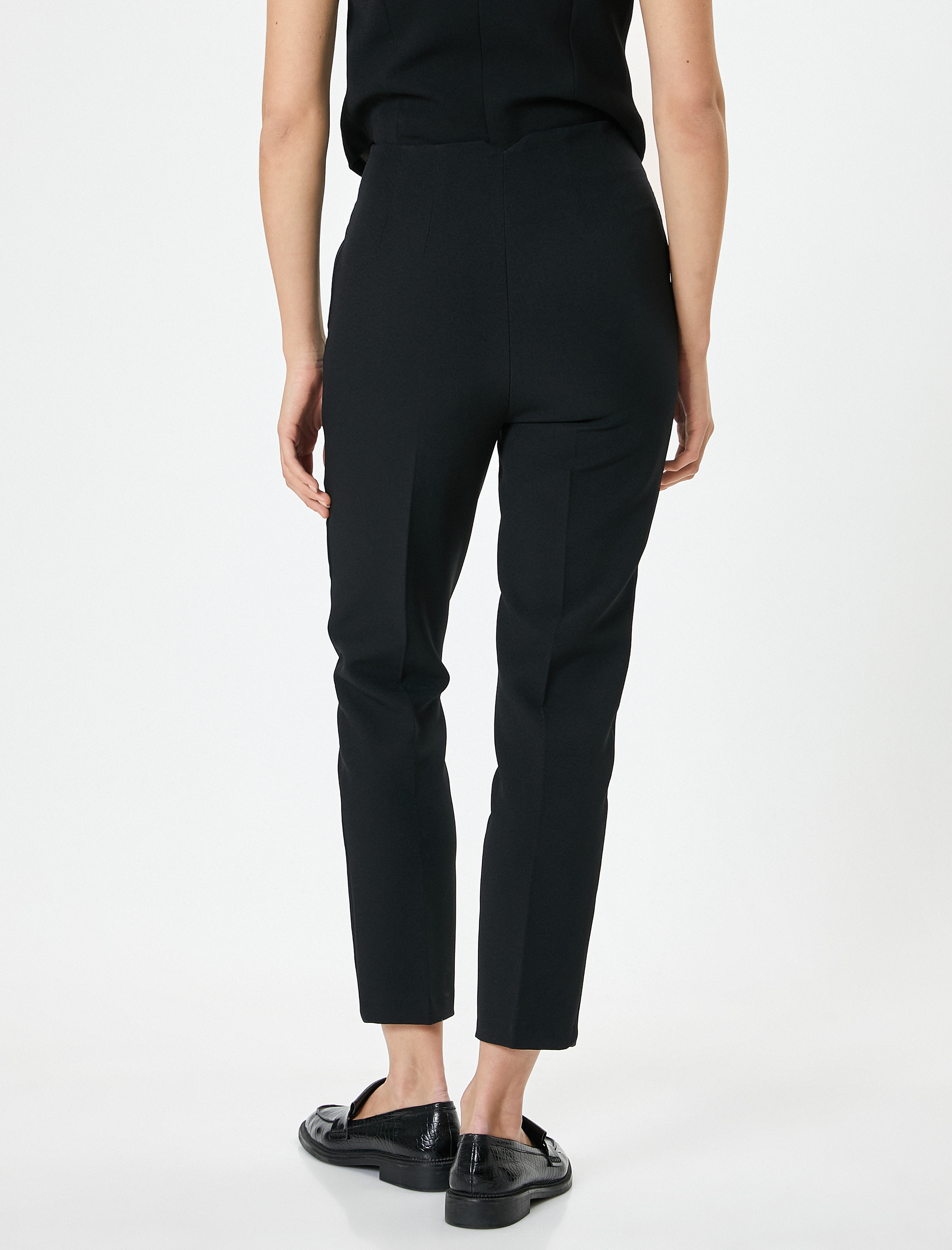   Kumaş Cigarette Pantolon Yüksek Bel Düğmeli Cepli