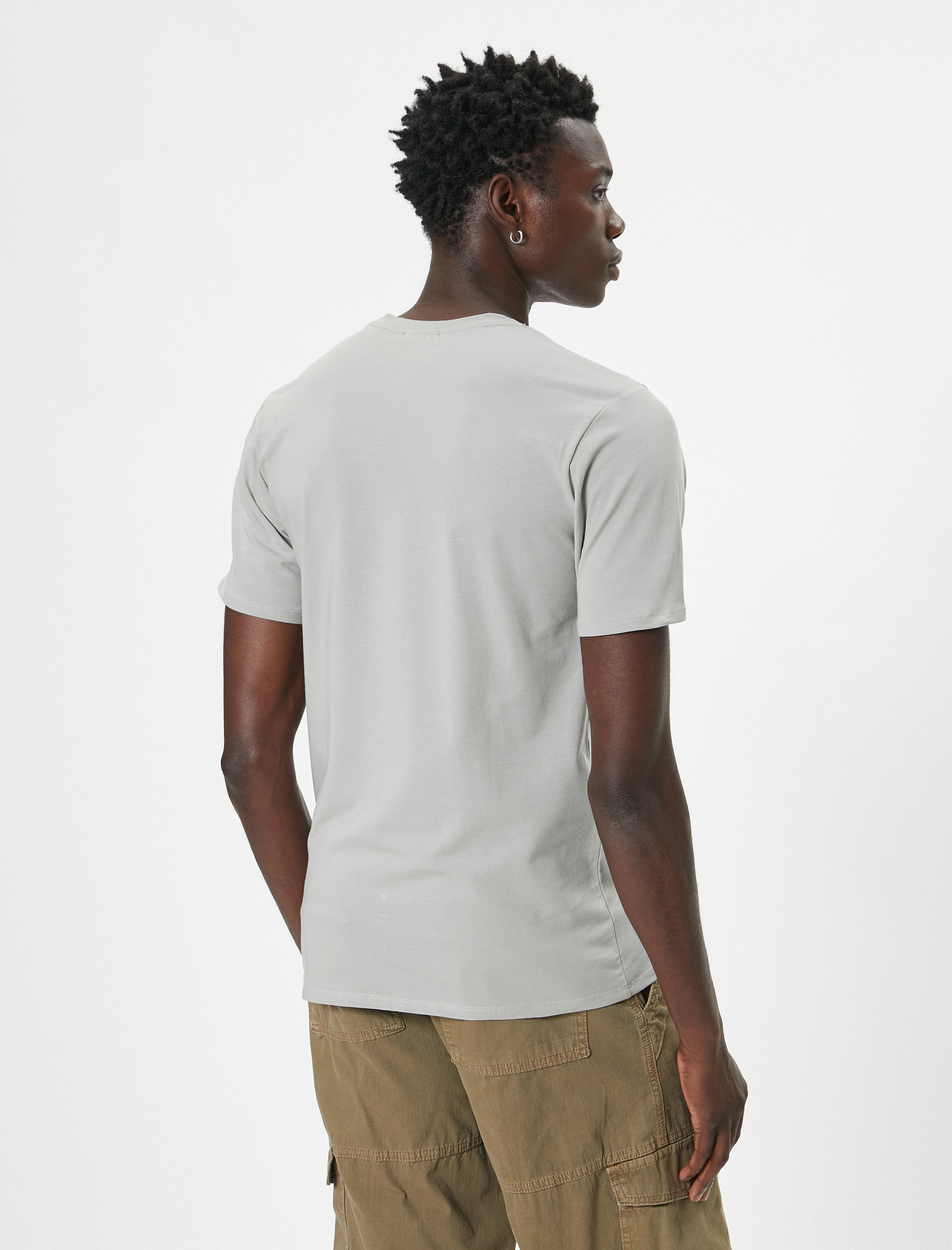   Kısa Kollu Tişört Uzun Kalça Boy Esnek Kumaş Slim Fit Pamuklu