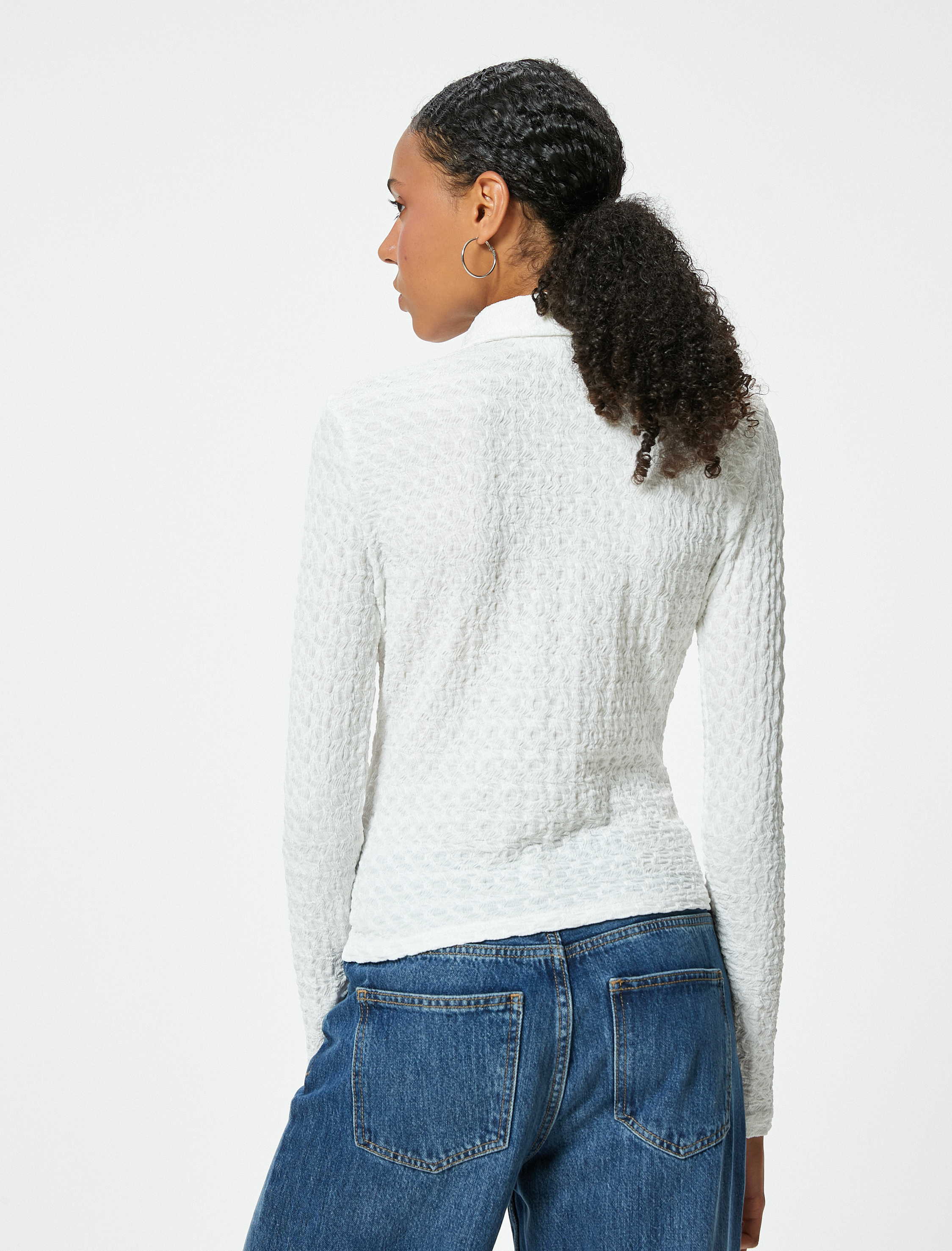   Drapeli Dokulu Gömlek Slim Fit Uzun Kollu Bürümcük