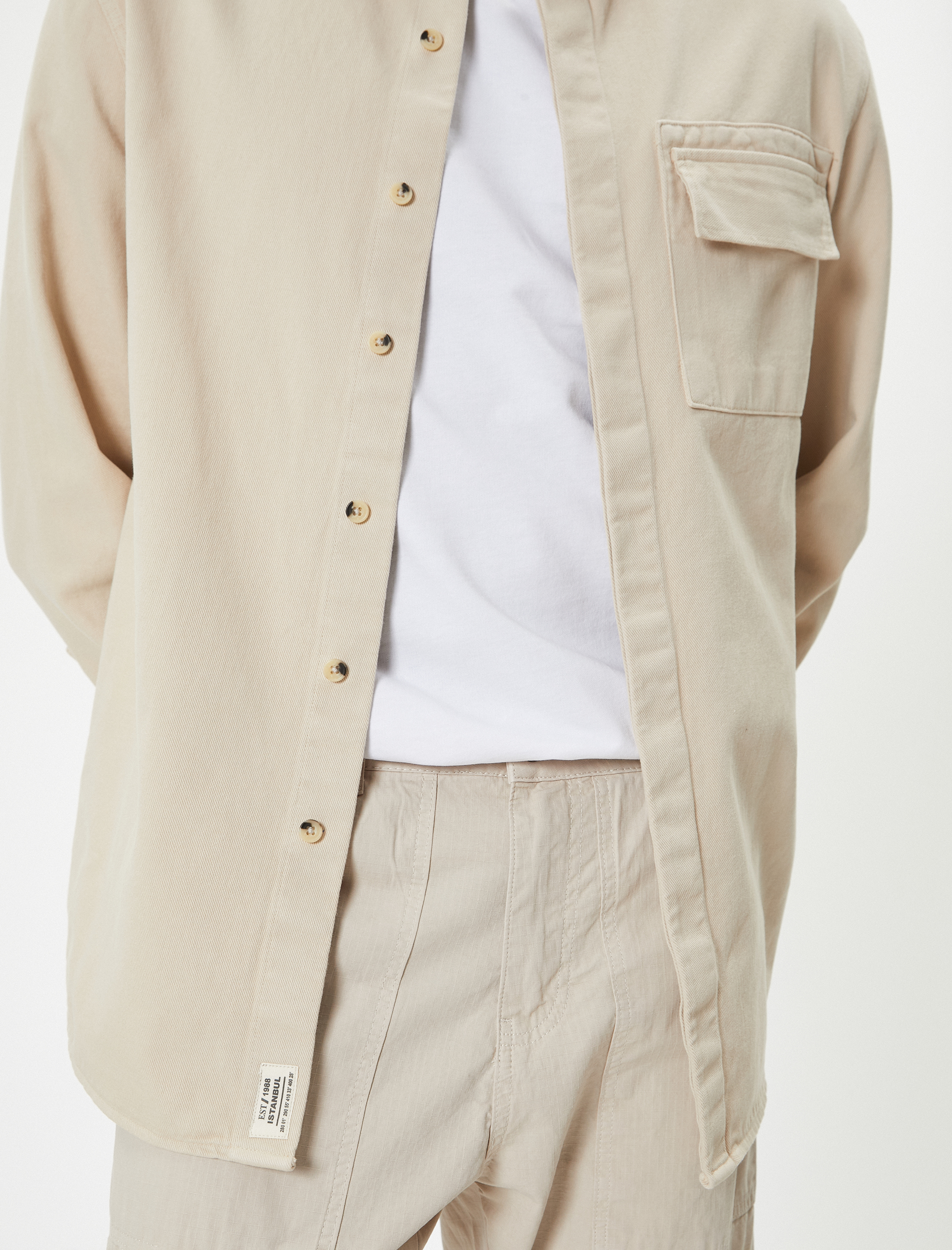   Klasik Gömlek Düğmeli Uzun Kollu Cepli Pamuklu Regular Fit
