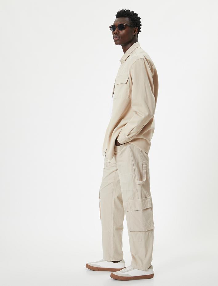  Klasik Gömlek Düğmeli Uzun Kollu Cepli Pamuklu Regular Fit