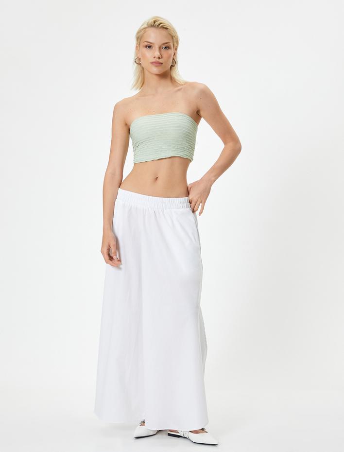  Koton X Melis Ağazat - Straplez Crop Üst Dokulu