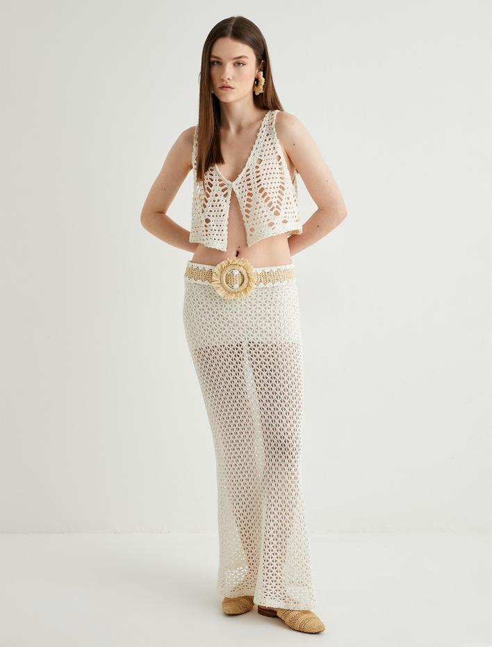  Koton X Melis Ağazat - Crop Kroşe Yelek Ajurlu