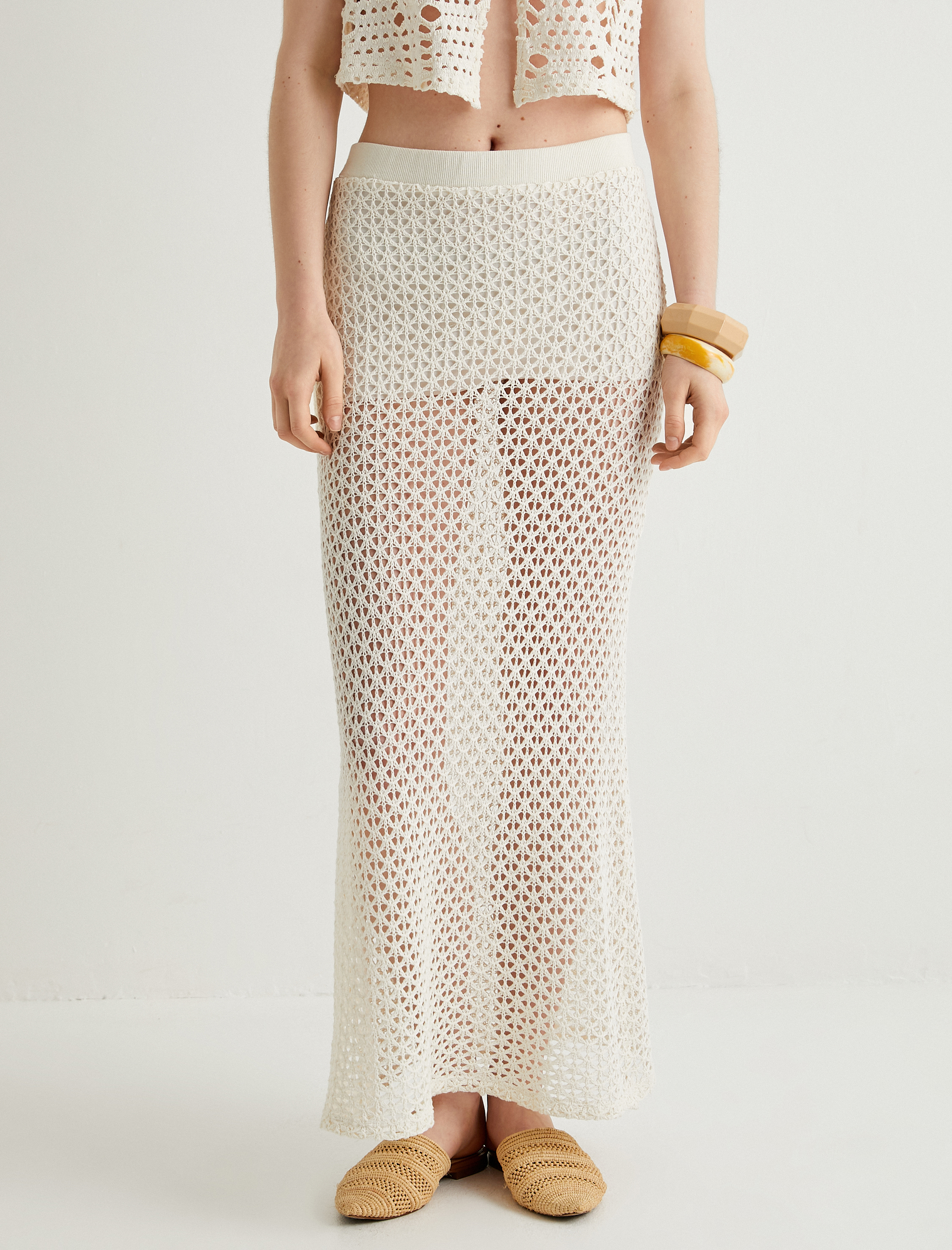   Koton X Melis Ağazat - Uzun Kroşe Etek Ajurlu Kısa Astarlı