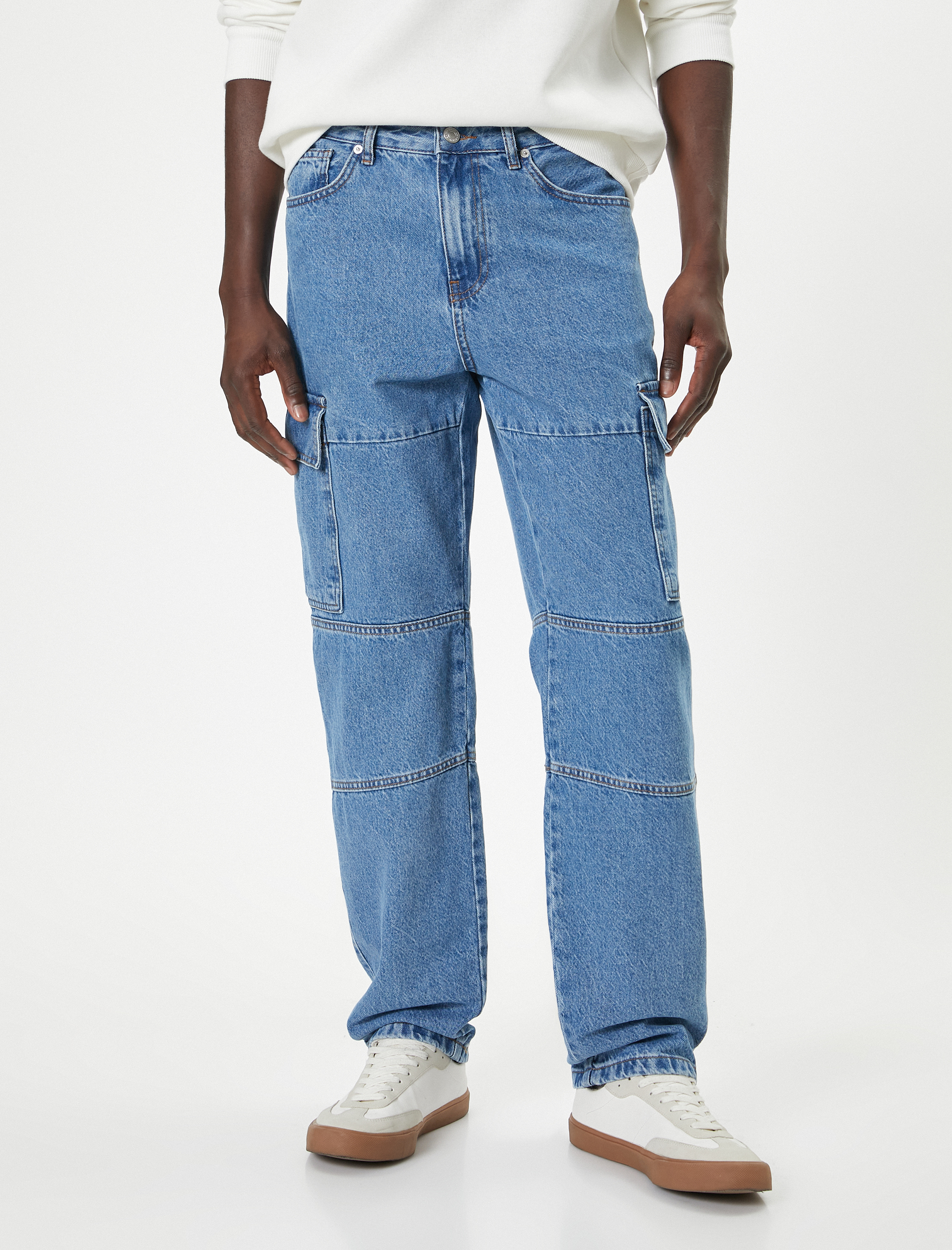   Oversize Pamuklu Straight Fit Kargo Kot Pantolon