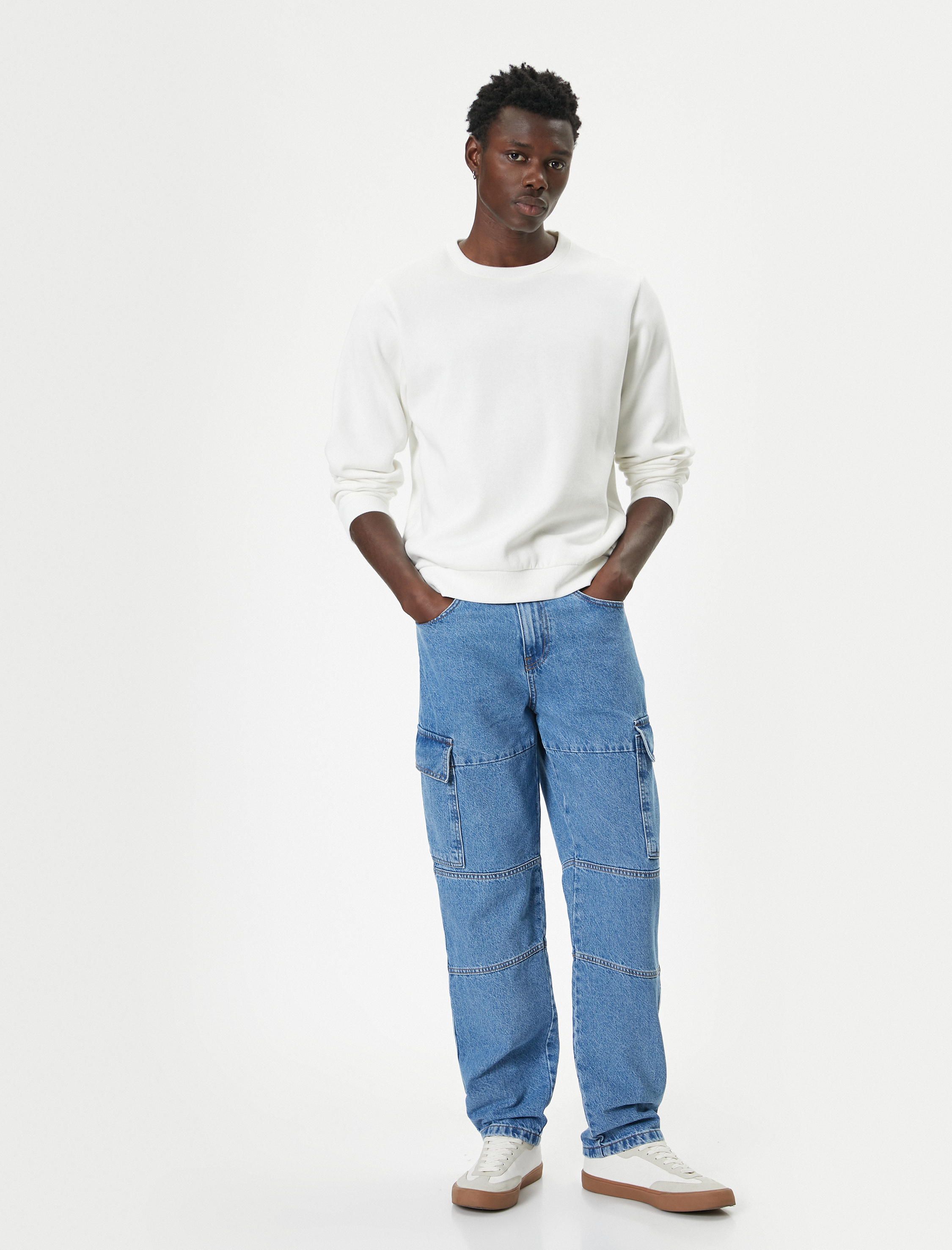   Oversize Pamuklu Straight Fit Kargo Kot Pantolon