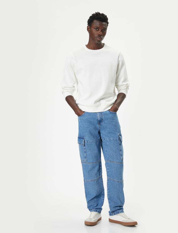  Oversize Pamuklu Straight Fit Kargo Kot Pantolon