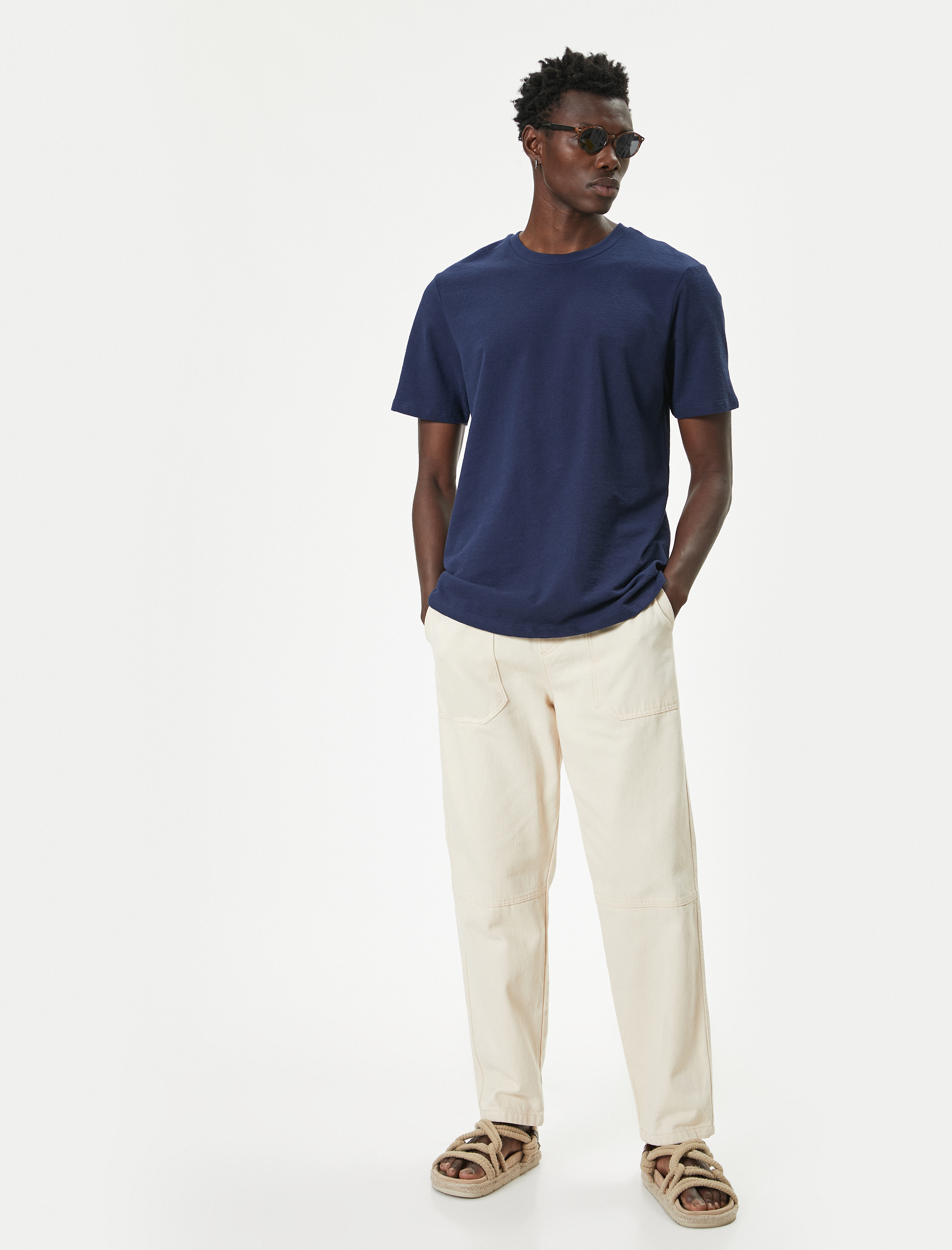   Pamuklu Bisiklet Yaka Kısa Kollu Basic Tişört