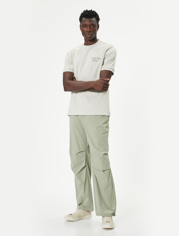  Oversize Tişört Slogan Baskılı Kısa Kollu Bisiklet Yaka Pamuklu