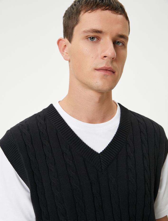  V Yaka Süveter Örgü Pamuklu