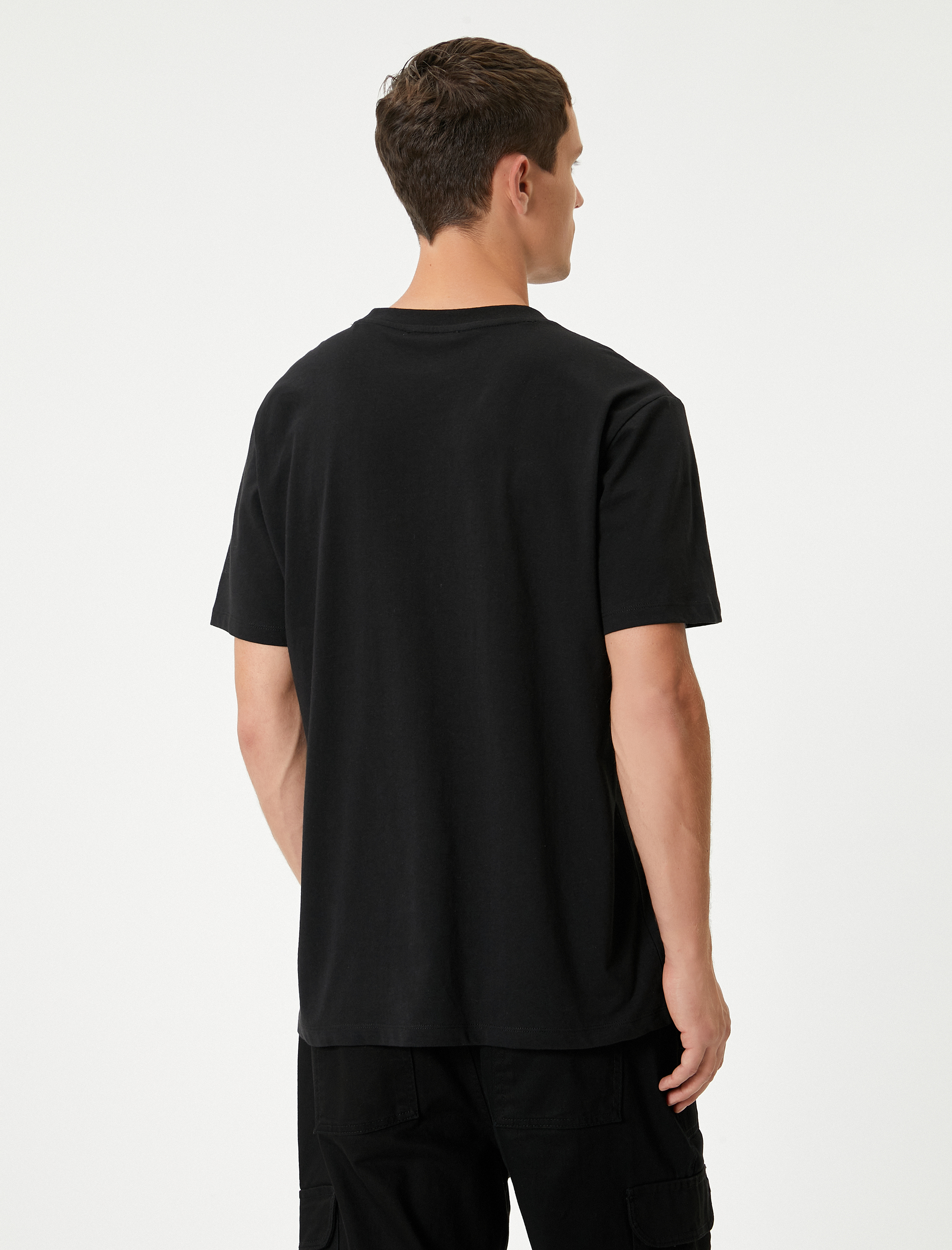   Slogan Baskılı Tişört Kısa Kollu Bisiklet Yaka Pamuklu