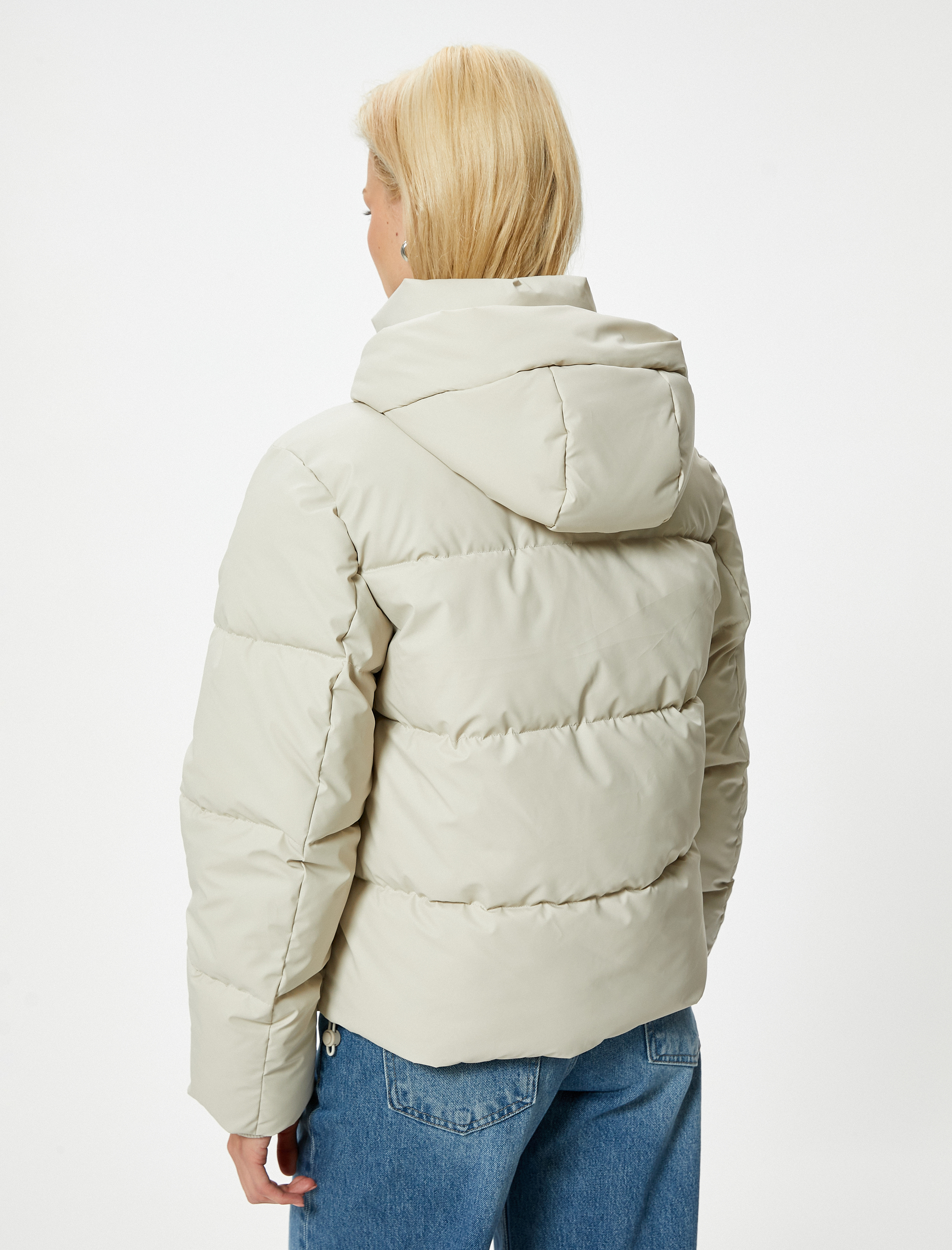   Kapüşonlu Şişme Mont  Cepli Fermuarlı