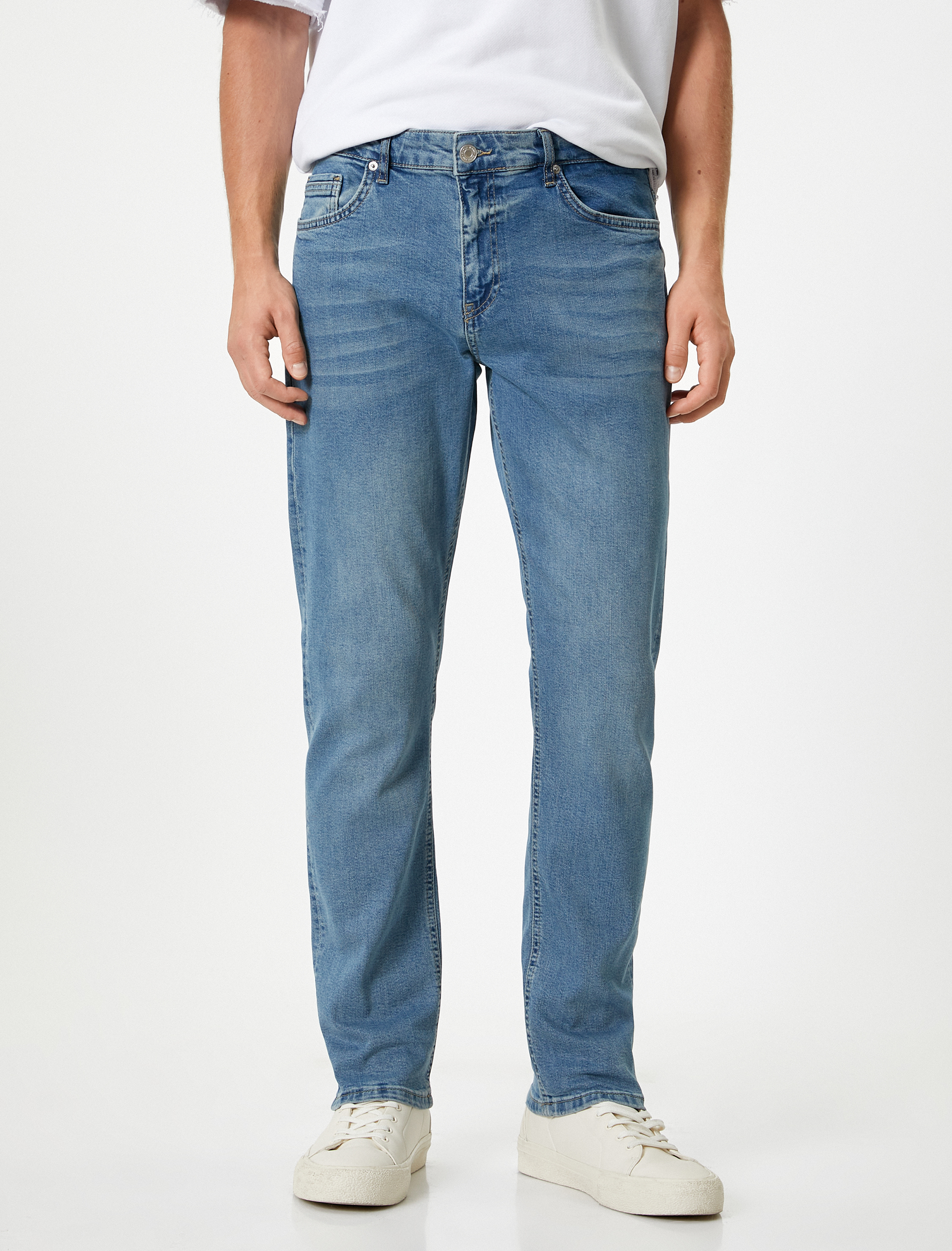   Düğmeli Standart Bel Pamuklu Slim Fit Kot Pantolon - Brad Jean