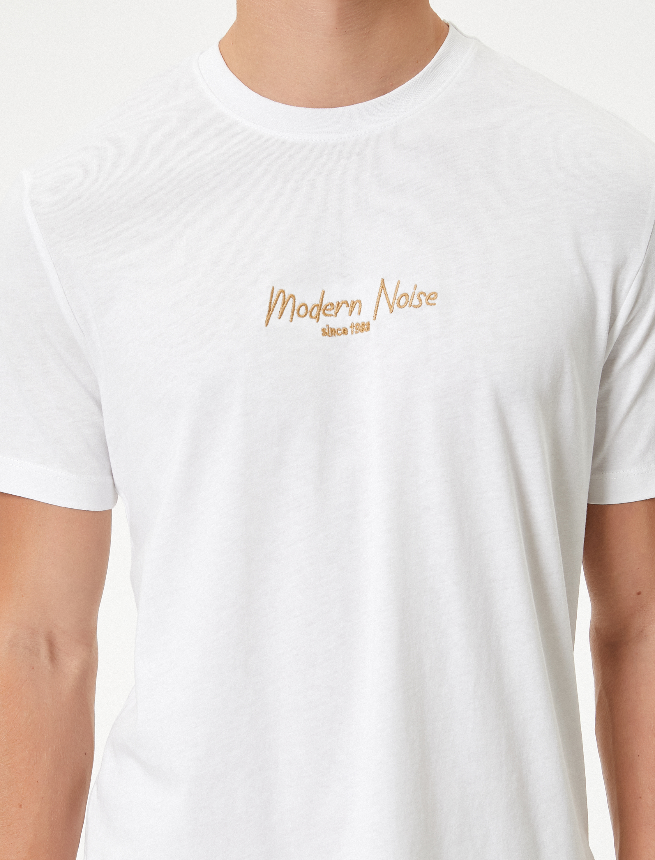   Slim Fit Tişört Slogan Baskılı Kısa Kollu Bisiklet Yaka Pamuklu