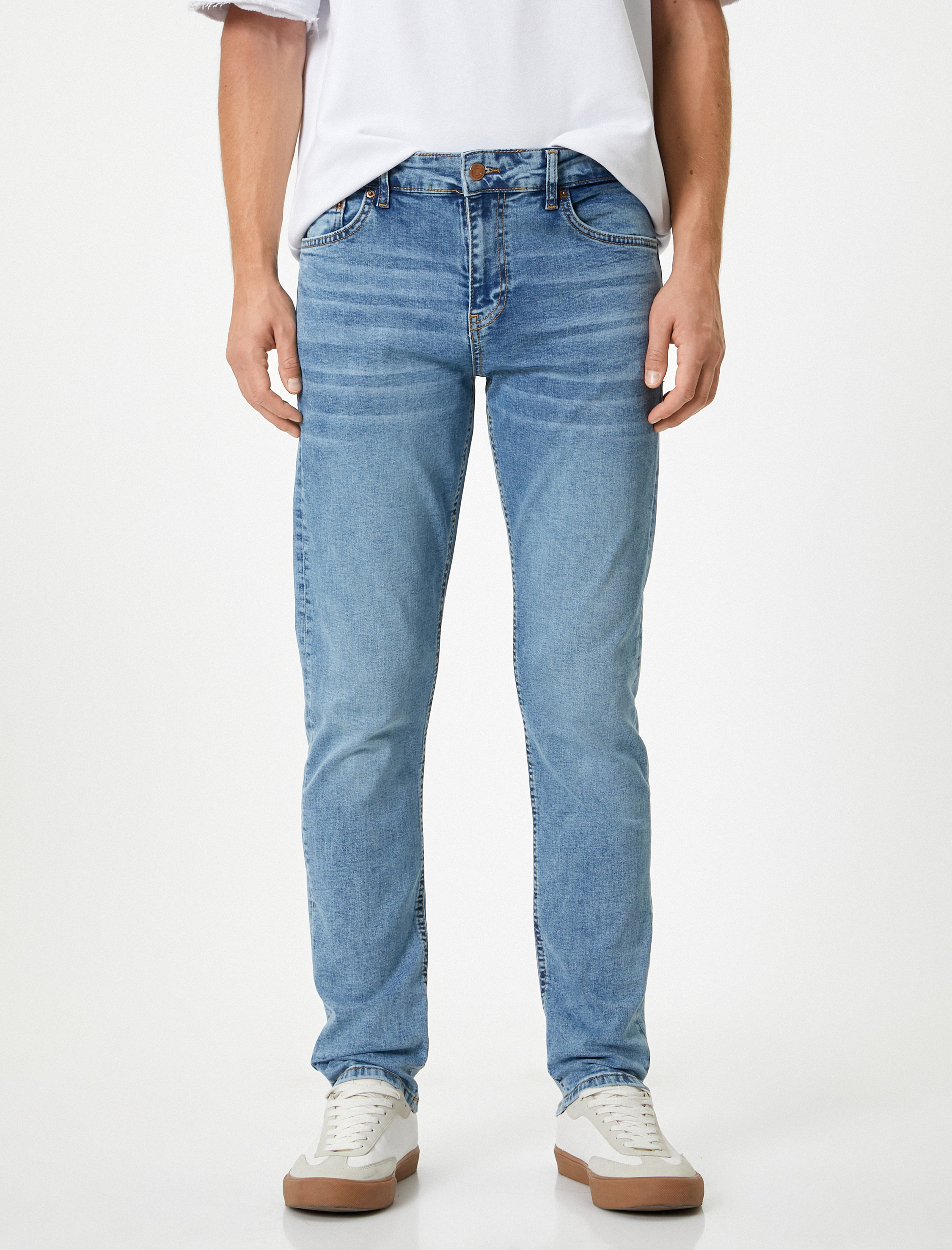   Düğmeli Standart Bel Slim Fit Kot Pantolon - Brad Jean