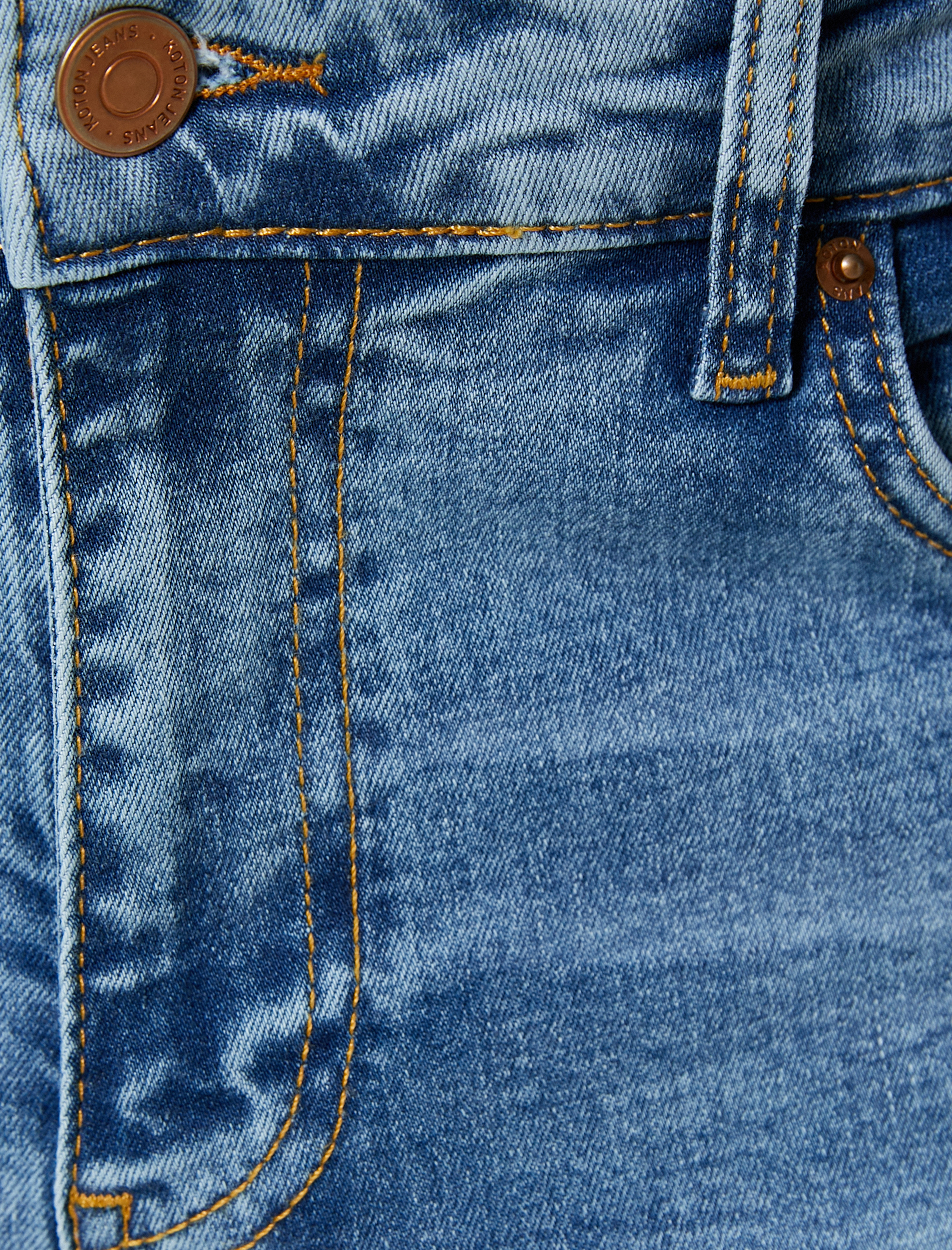   Düğmeli Standart Bel Slim Fit Kot Pantolon - Brad Jean