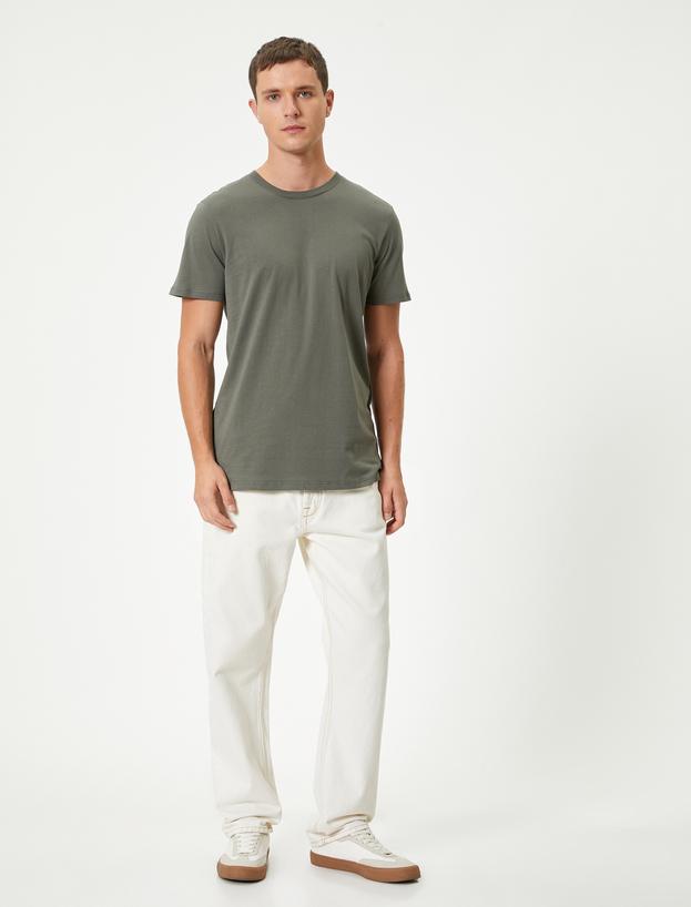 Basic Tişört Slim Fit Bisiklet Yaka Kısa Kollu_0
