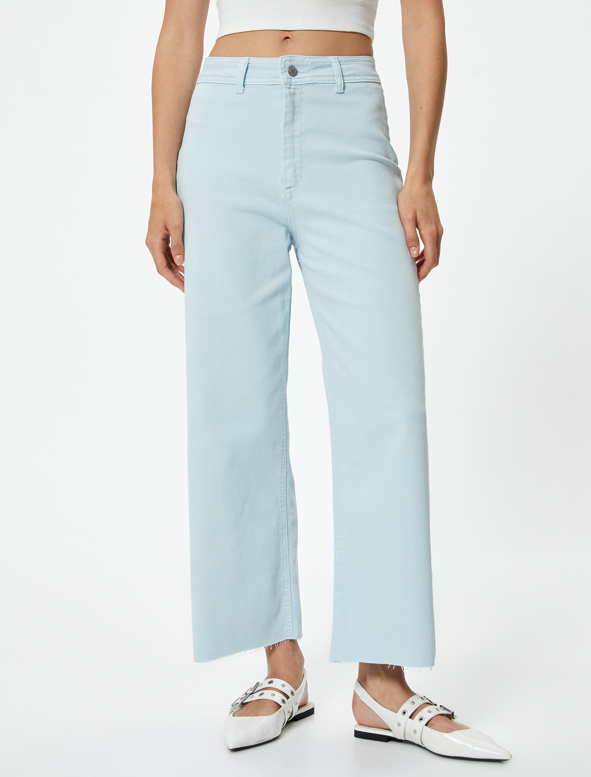   Geniş Kısa Paça Kot Pantolon Yüksek Bel - Sandra Jeans