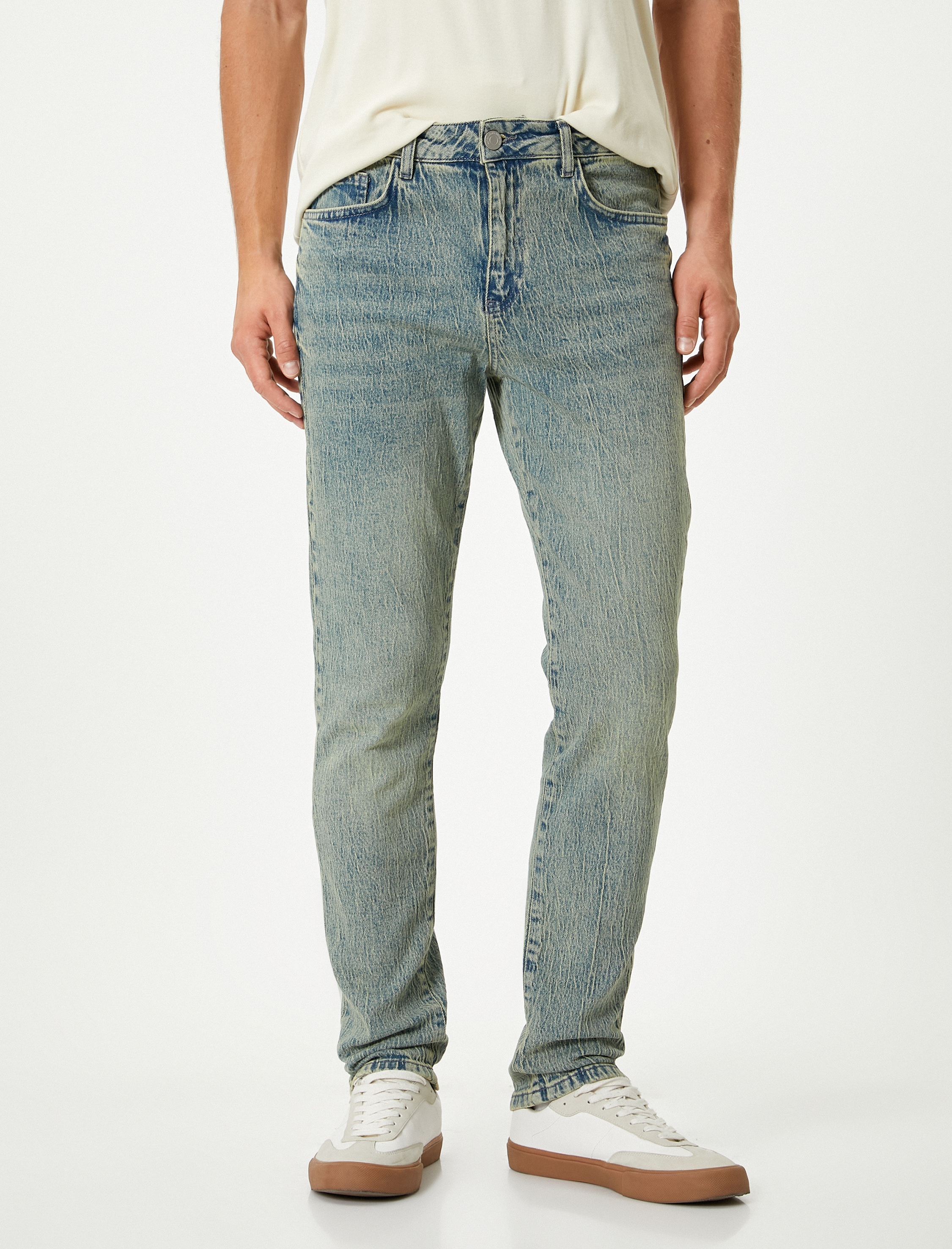 Slim Fit Düğme Detaylı Kot Pantolon - Brad Jean