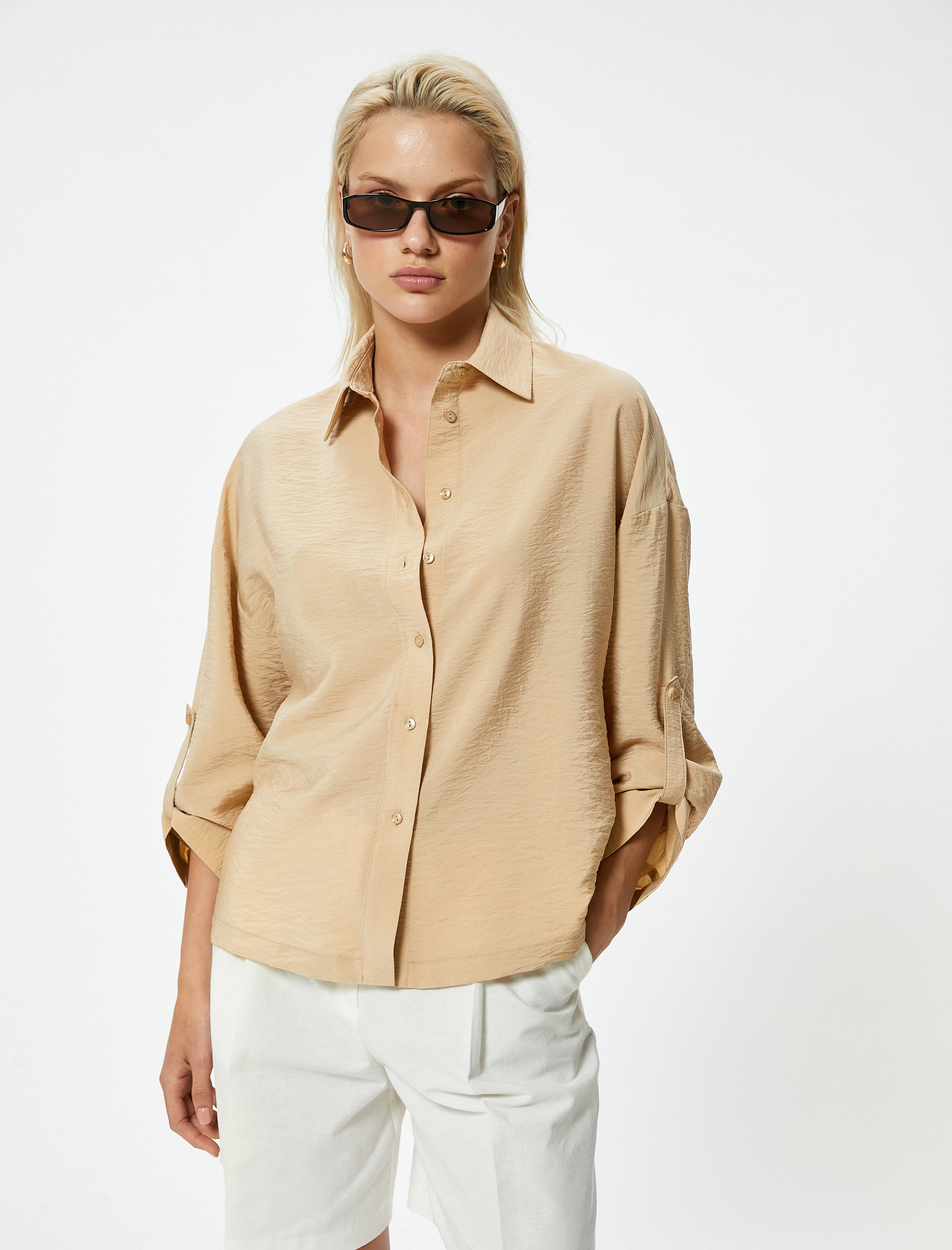   Saten Gömlek Uzun Kollu Dokulu Viskoz Kumaş