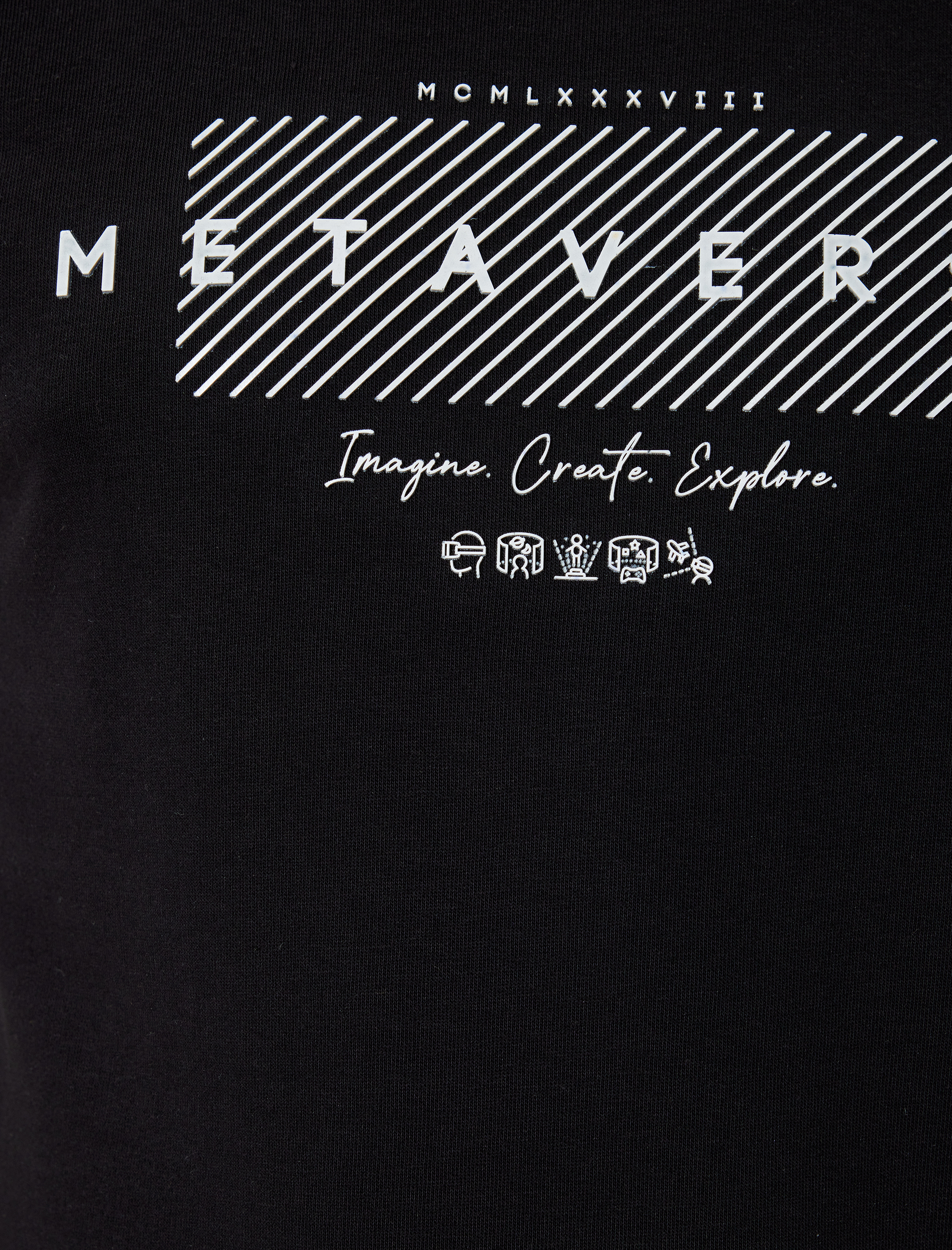   Slogan Baskılı Tişört Kısa Kollu Bisiklet Yaka Pamuklu