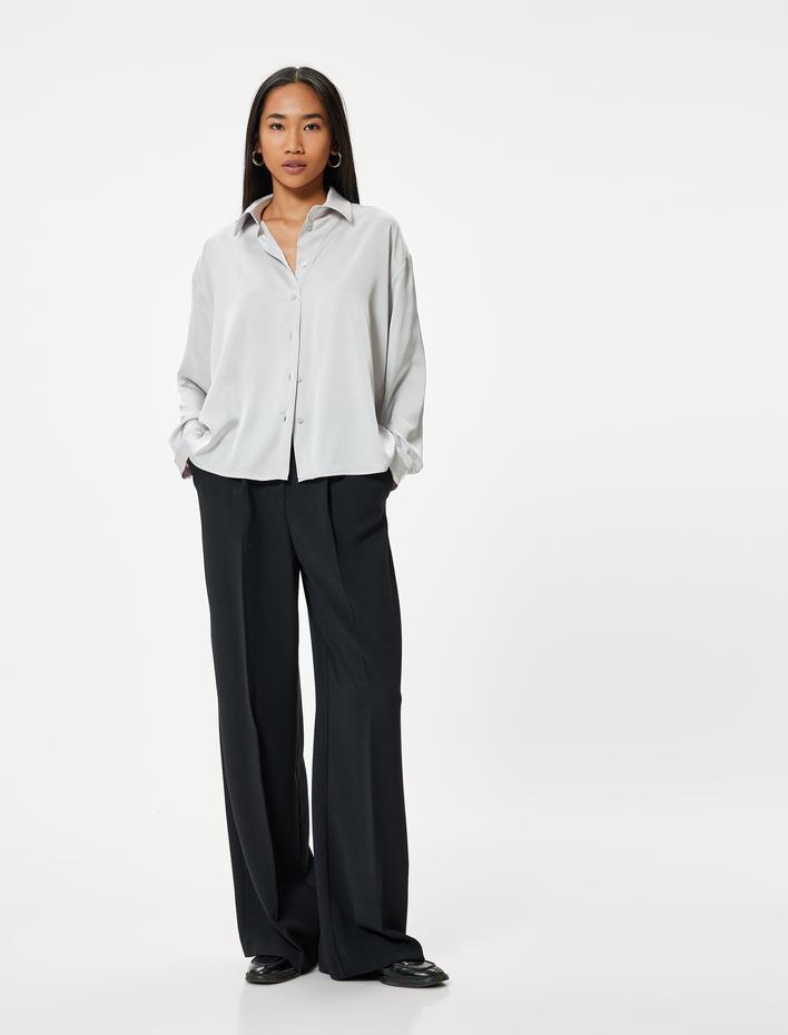  Saten Gömlek Uzun Kollu Klasik Yaka