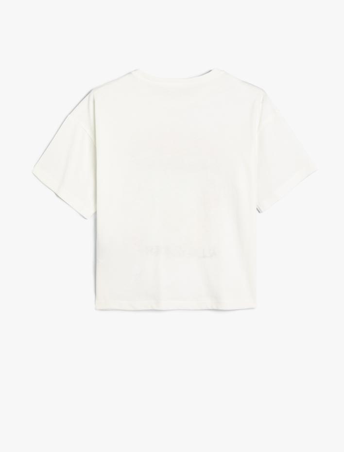 Kız Çocuk Tişört Kısa Kollu Bisiklet Yaka Grafiti Baskılı Pamuklu