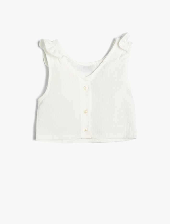 Kız Çocuk Fiyonklu Bluz Kolsuz Fırfır Detaylı