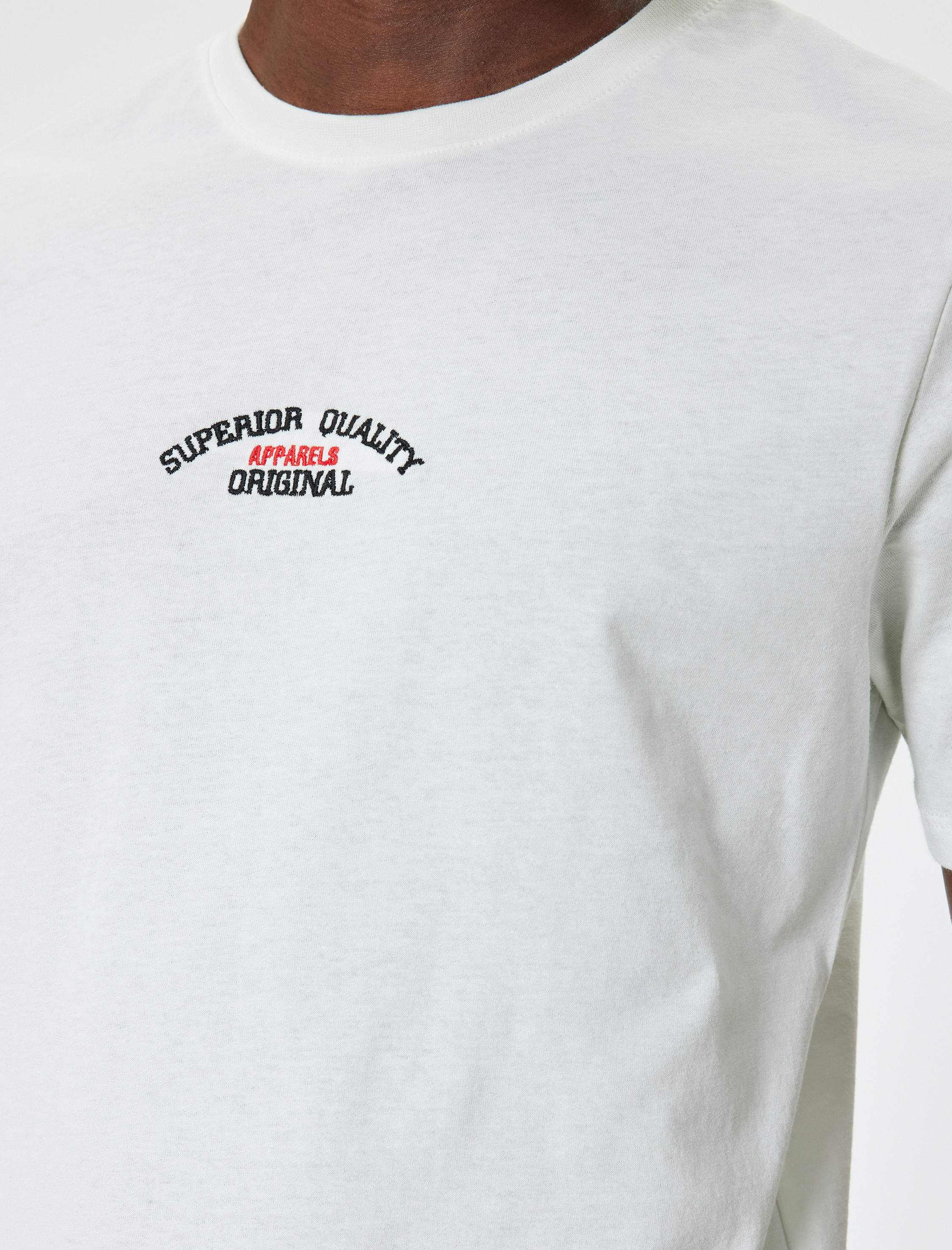   Slogan Baskılı Pamuklu Kısa Kollu Bisiklet Yaka Slim Fit Tişört