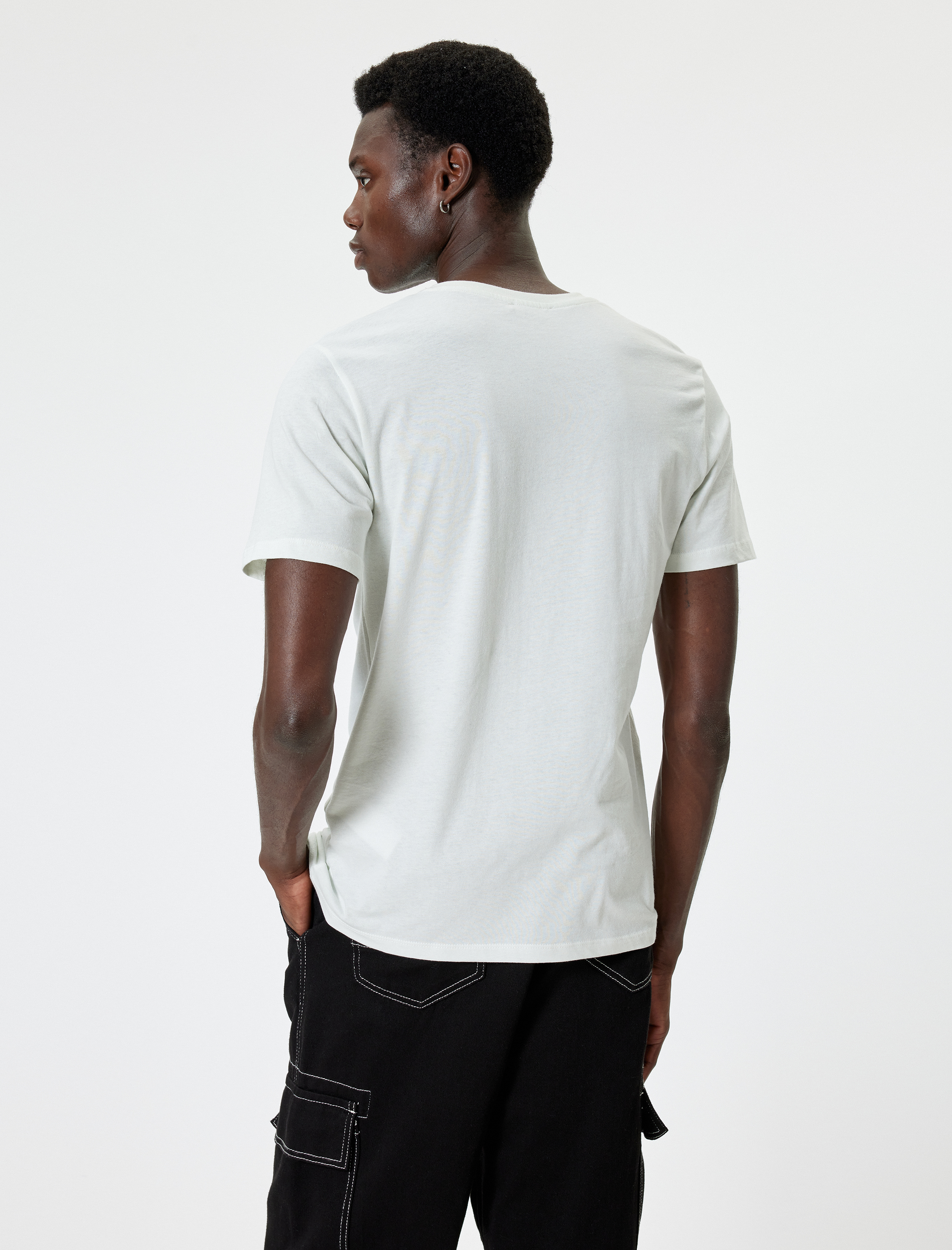   Slogan Baskılı Pamuklu Kısa Kollu Bisiklet Yaka Slim Fit Tişört