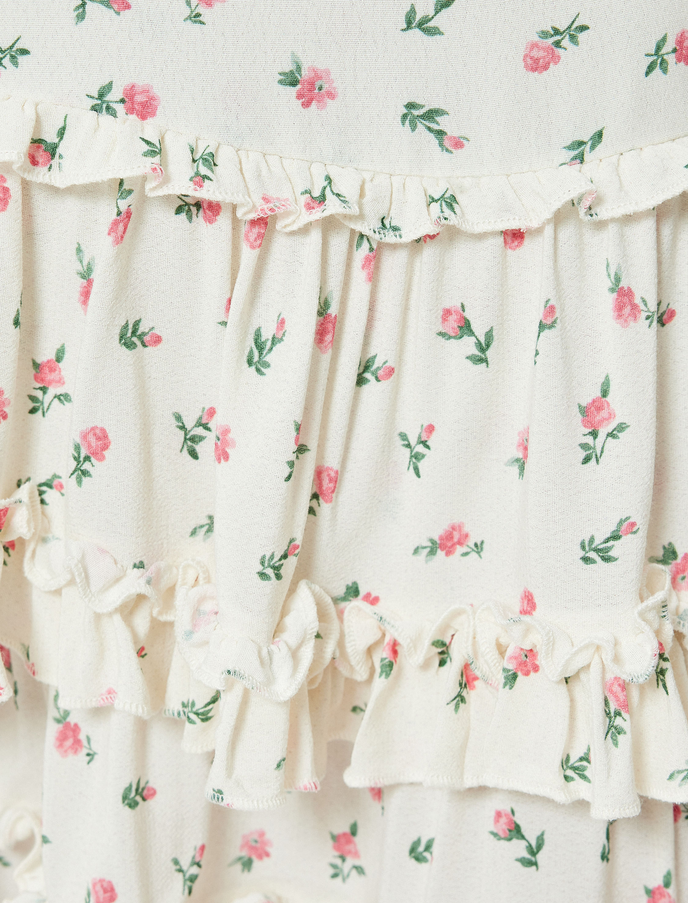   Fırfırlı Çiçekli Mini Etek Viskoz Kumaş