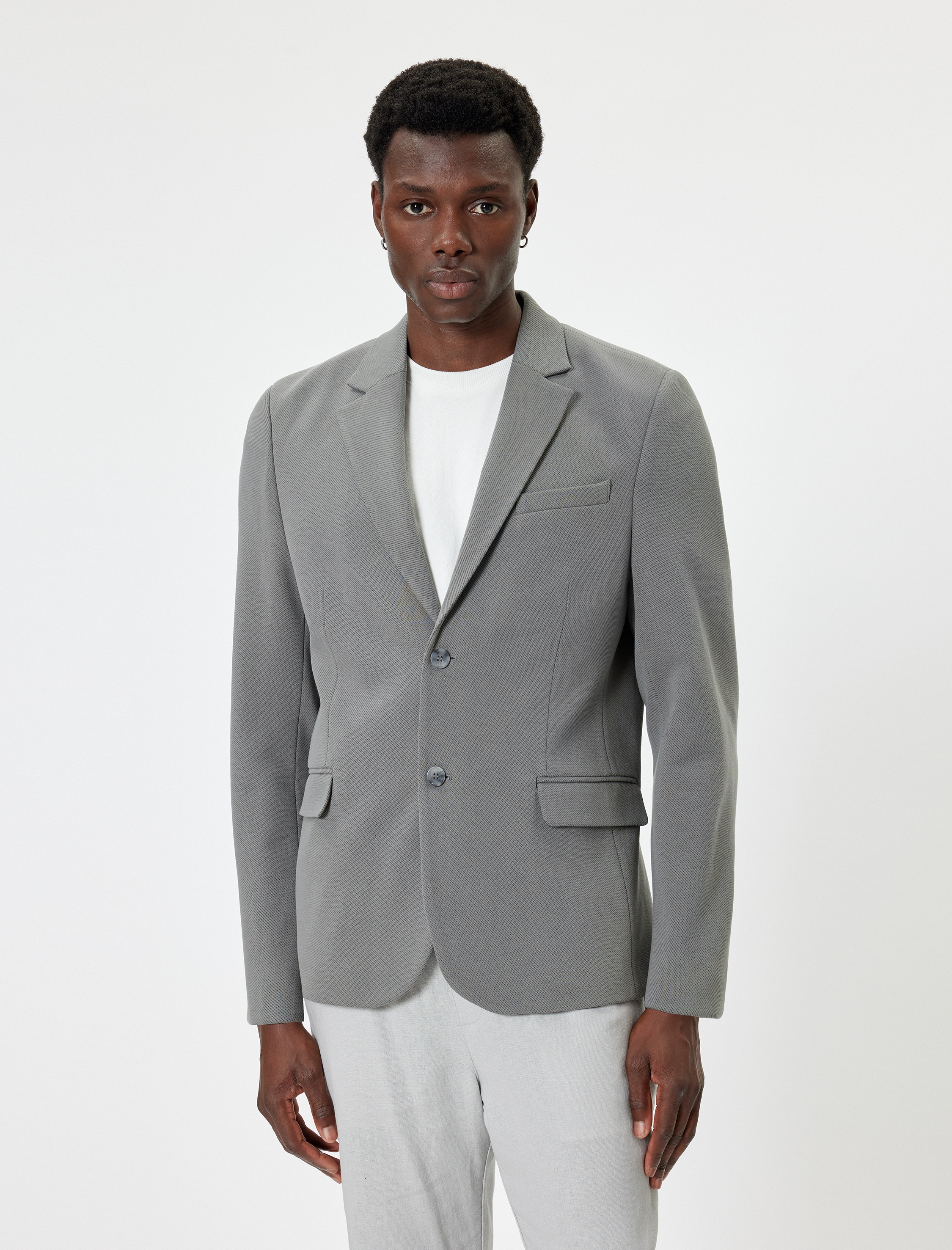   Kruvaze Blazer Ceket Slim Fit Kapaklı Çift Cep Detaylı