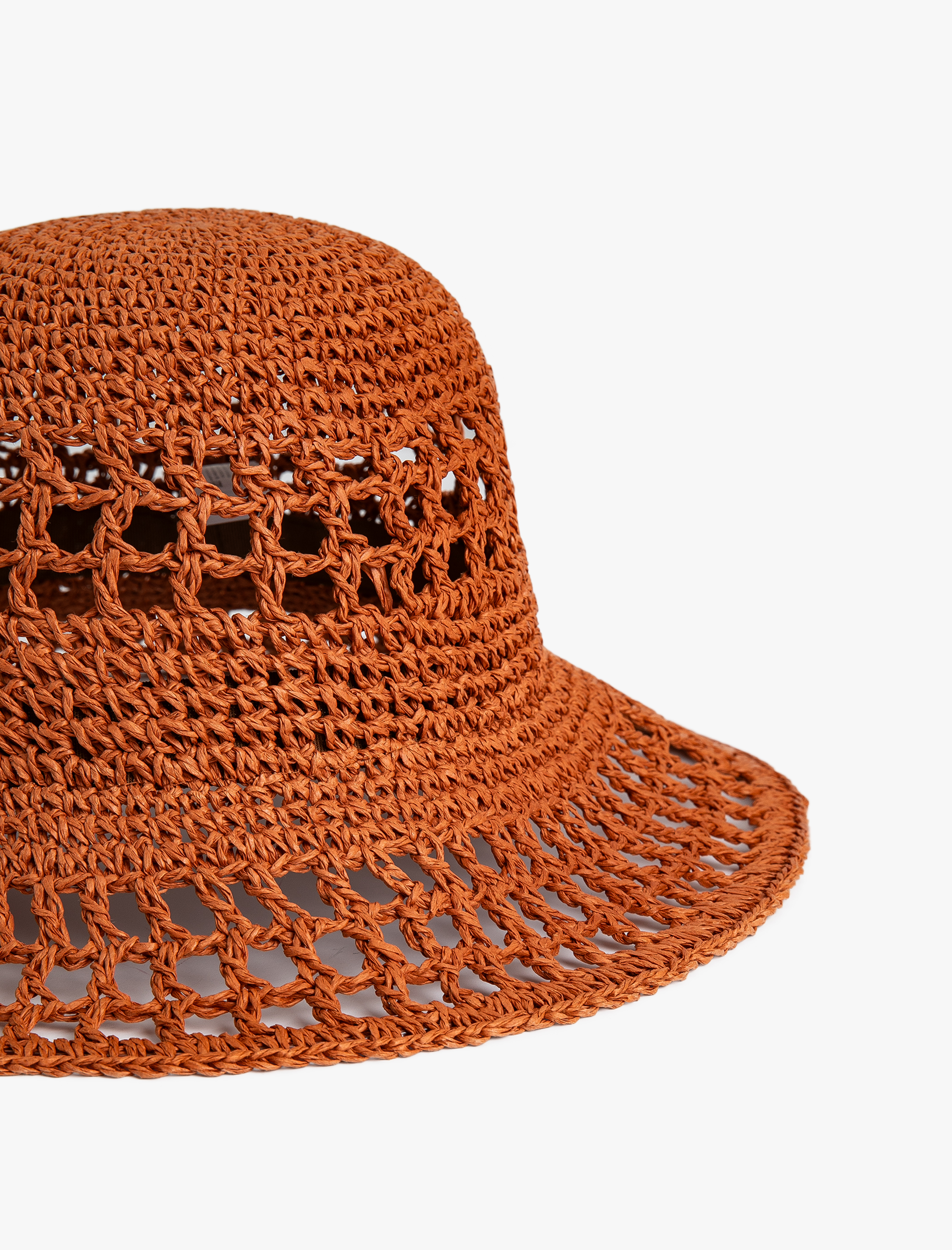  Kadın Bucket Hasır Şapka Dokulu - Koton X Sibil Çetinkaya