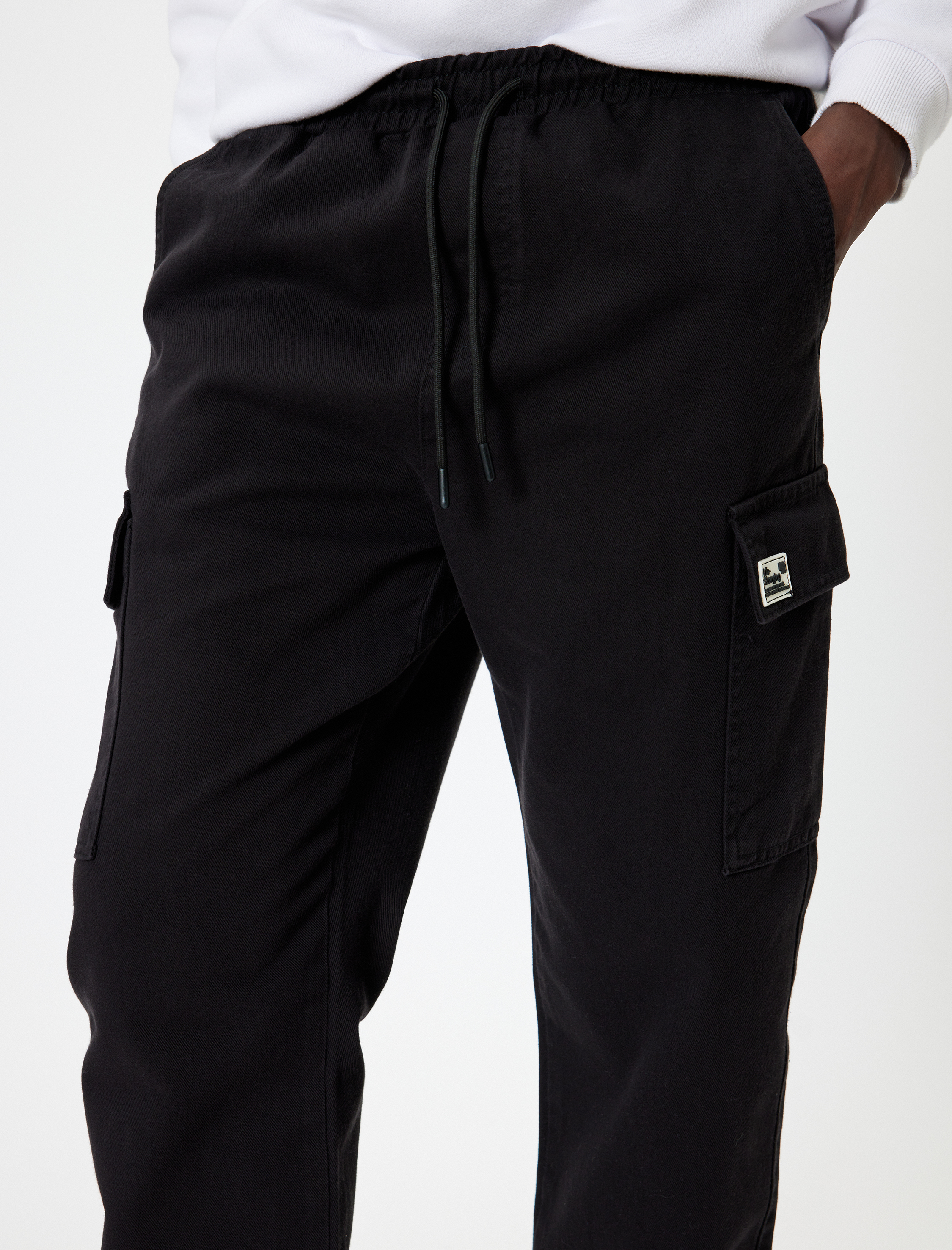   Jogger Pantolon Kargo Cep Detaylı Beli Bağcıklı Pamuklu