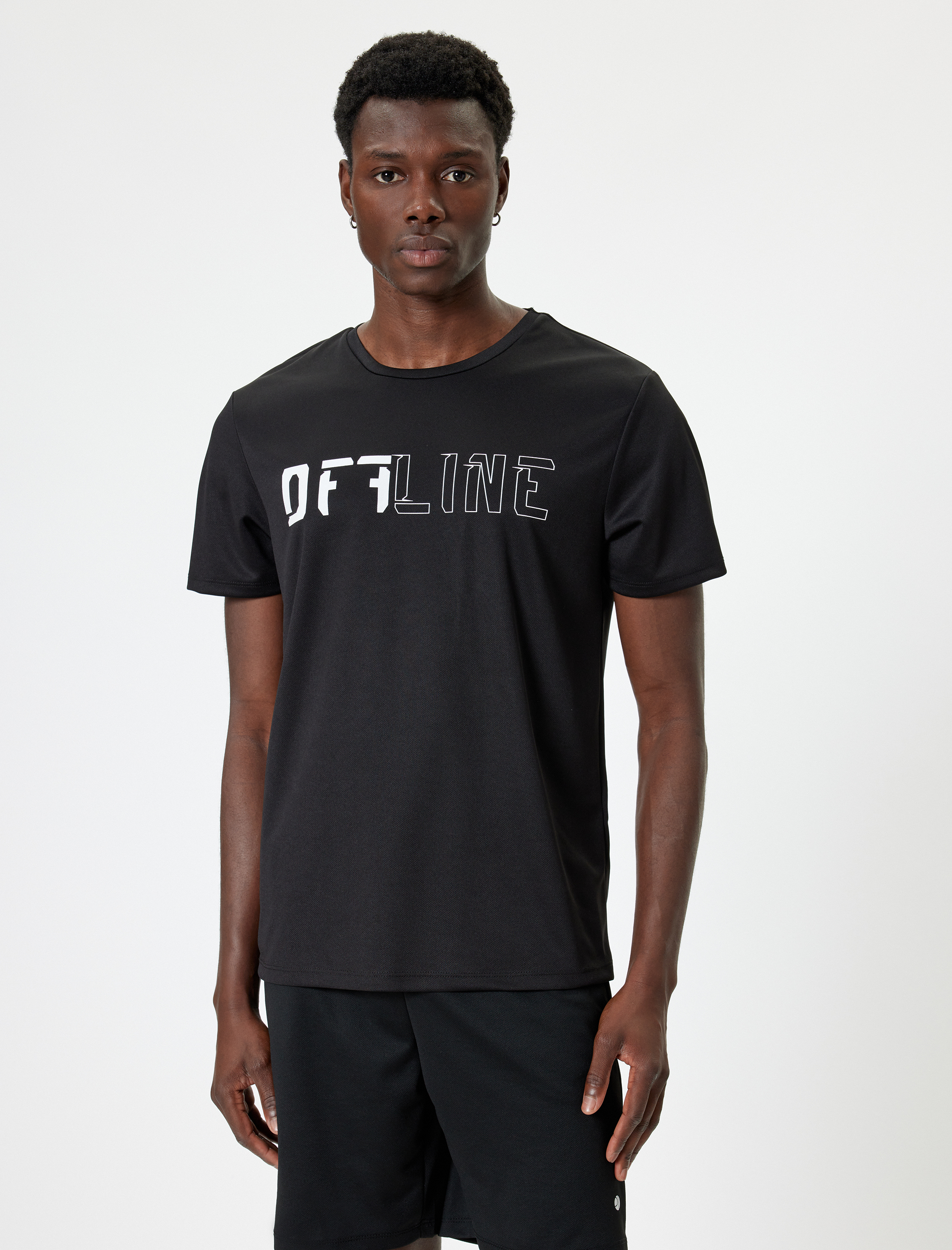   Slogan Baskılı Kısa Kollu Bisiklet Yaka Spor Tişört