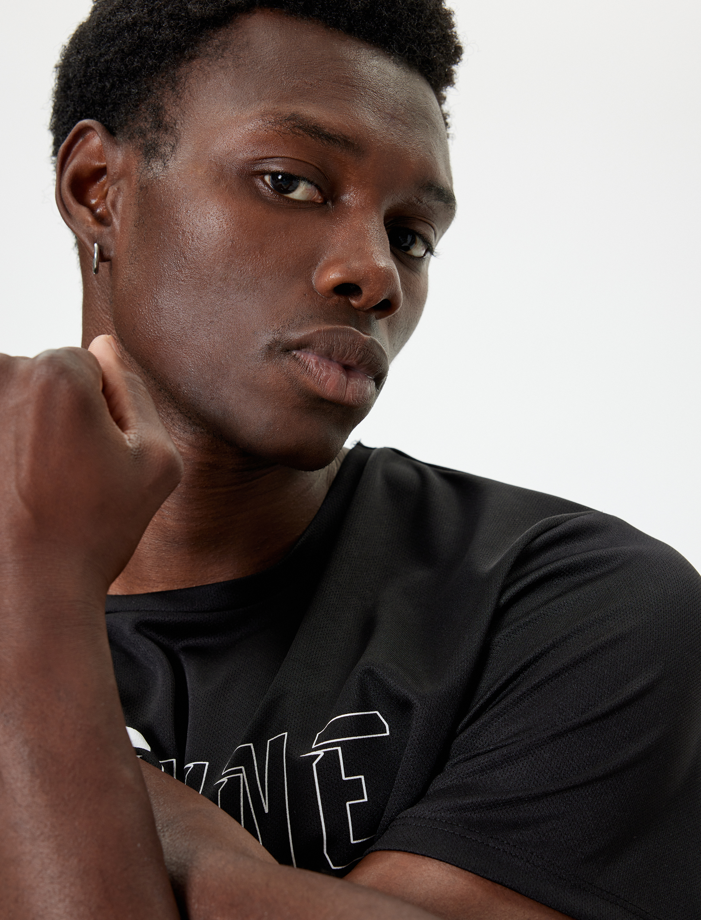   Slogan Baskılı Kısa Kollu Bisiklet Yaka Spor Tişört