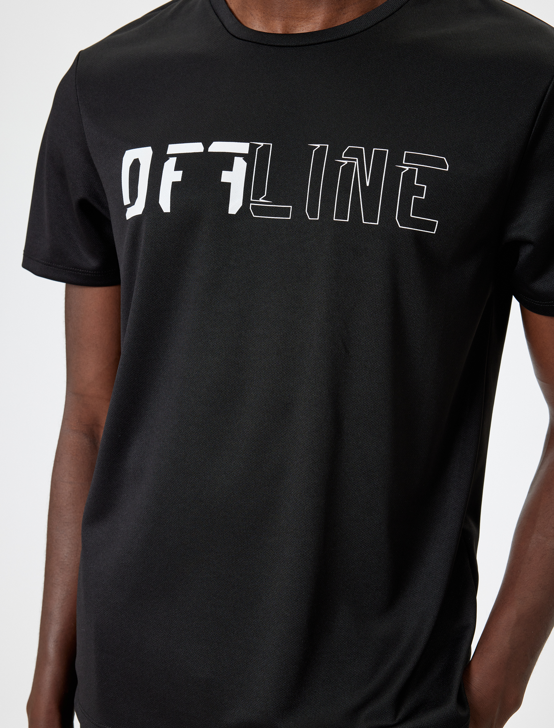   Slogan Baskılı Kısa Kollu Bisiklet Yaka Spor Tişört