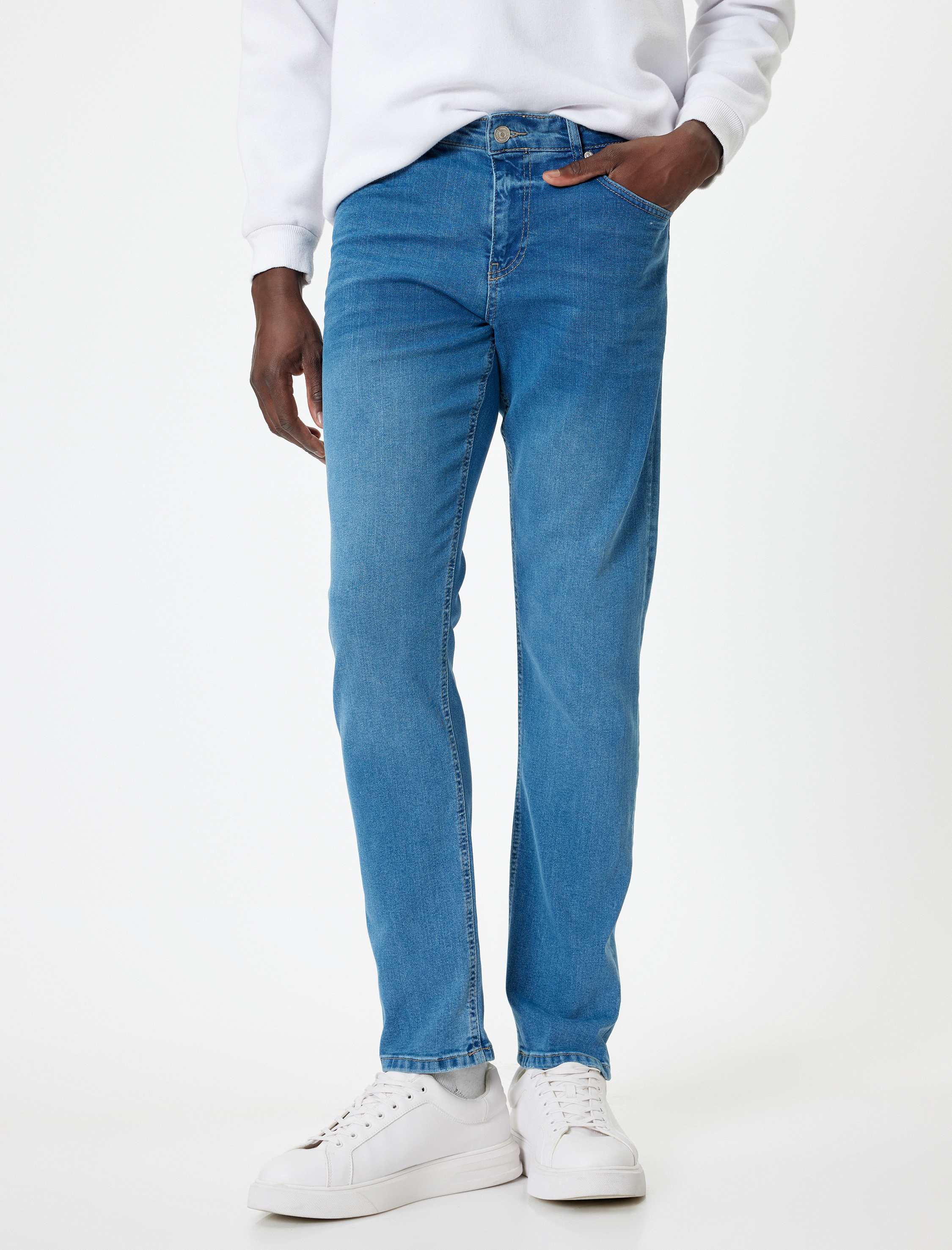   Düğmeli Standart Bel Slim Fit Kot Pantolon - Brad Jean