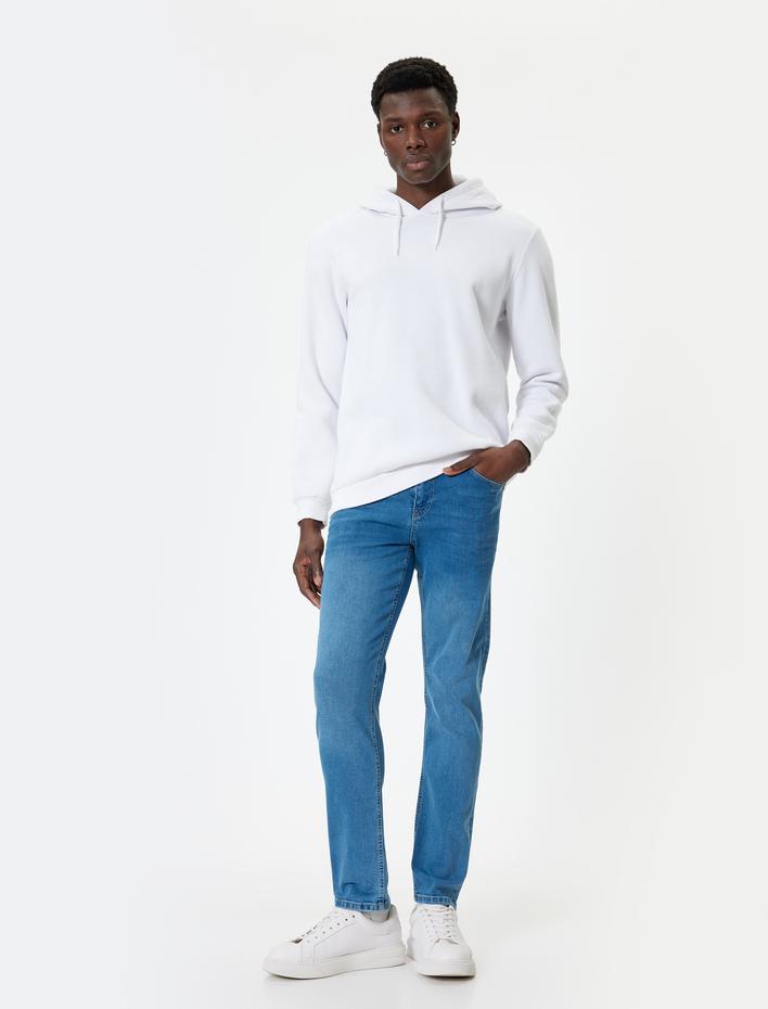  Düğmeli Standart Bel Slim Fit Kot Pantolon - Brad Jean