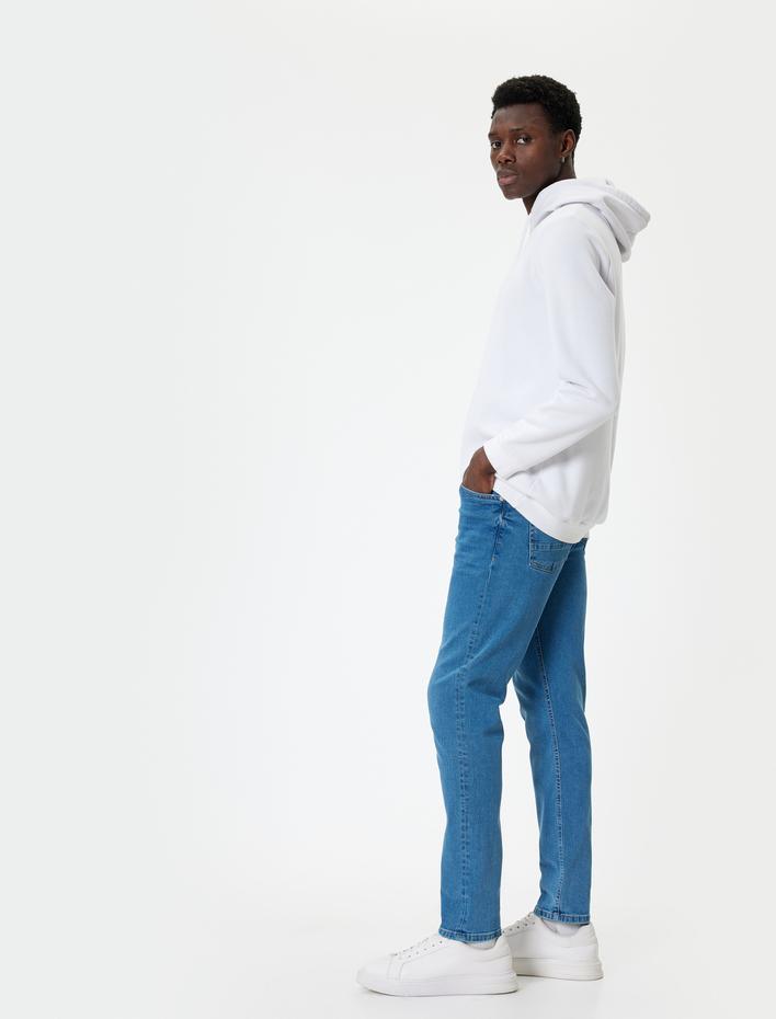  Düğmeli Standart Bel Slim Fit Kot Pantolon - Brad Jean