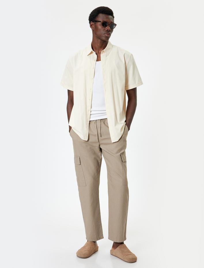  Keten Kargo Pantolon Beli Bağcıklı