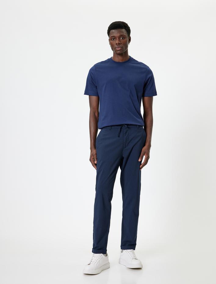  Kısa Kollu Pamuklu Bisiklet Yaka Basic Tişört