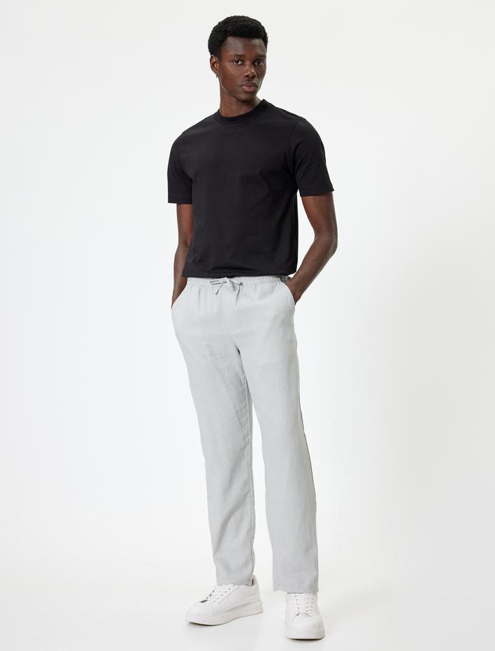  Kısa Kollu Pamuklu Bisiklet Yaka Basic Tişört