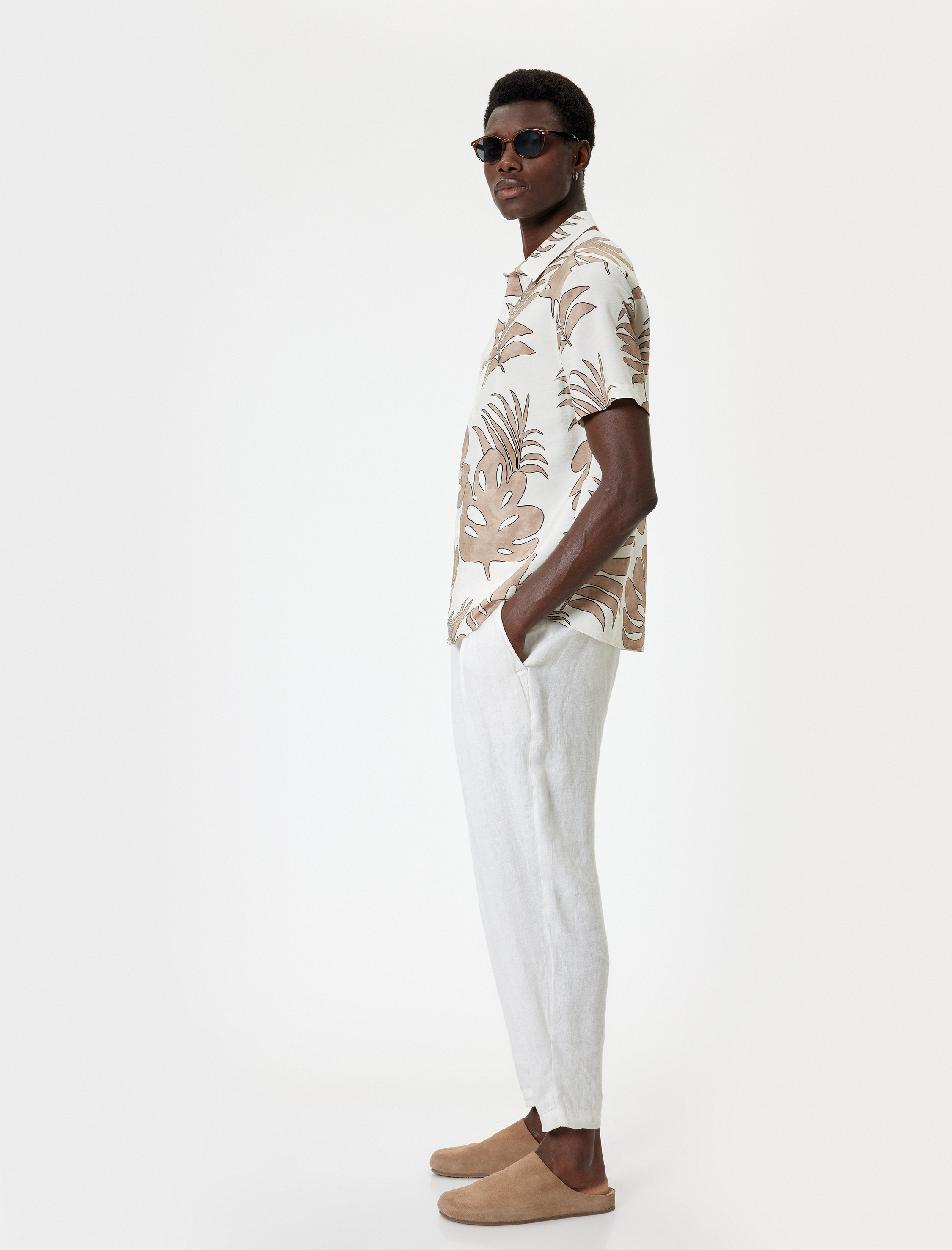   Hawaii Gömlek Kısa Kollu Yaprak Desenli  Regular Fit